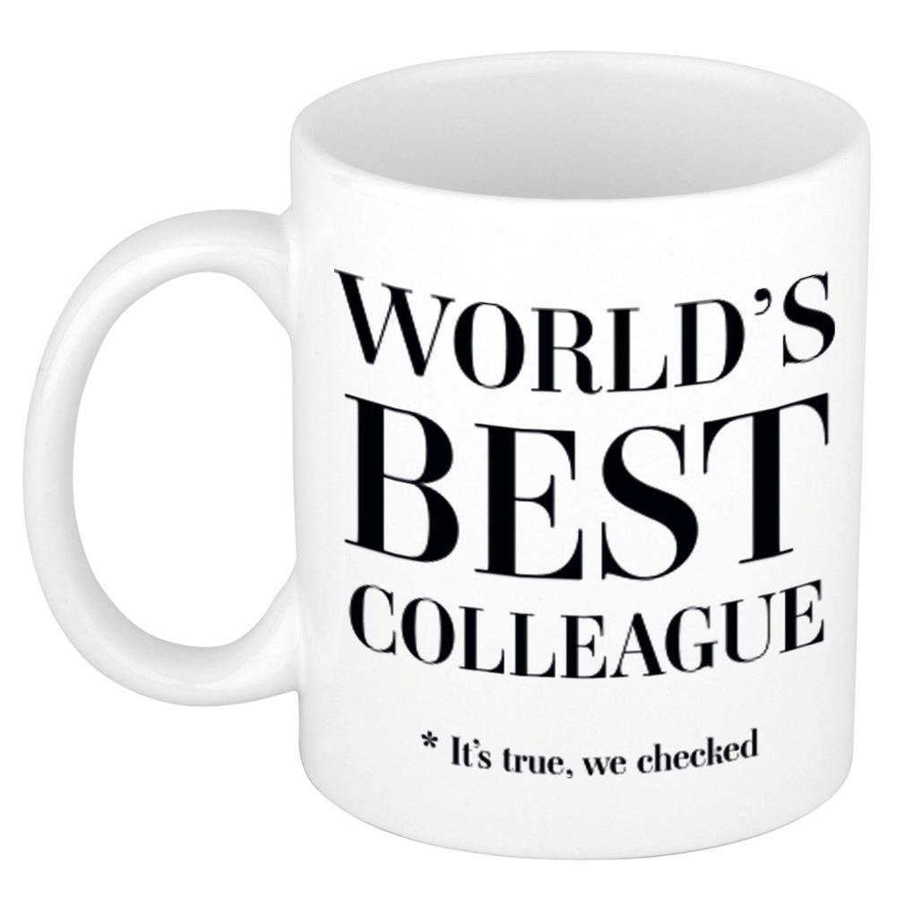 Worlds best colleague cadeau koffiemok / theebeker wit 330 ml - Cadeau mokken -