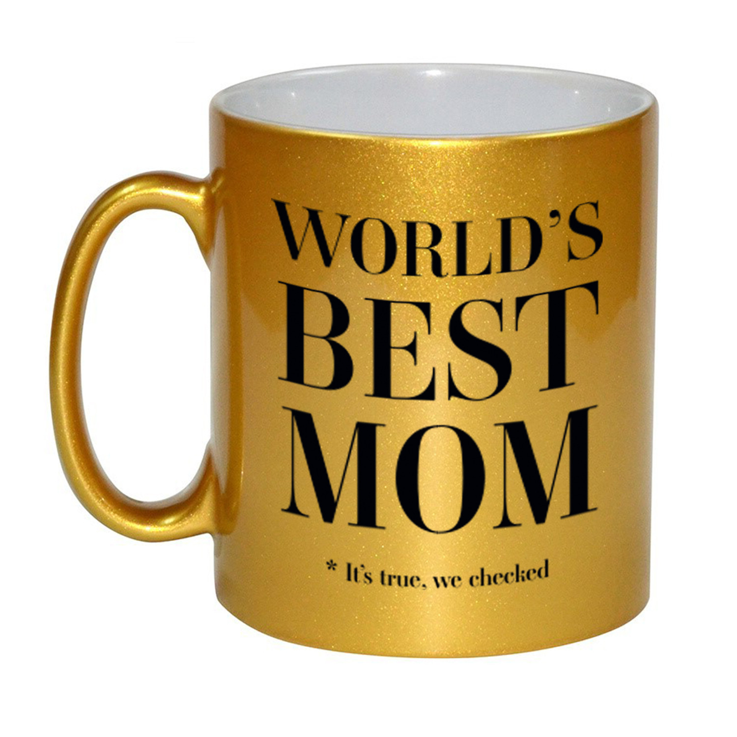 Gouden Worlds best mom cadeau koffiemok / theebeker 330 ml - Cadeau mokken -