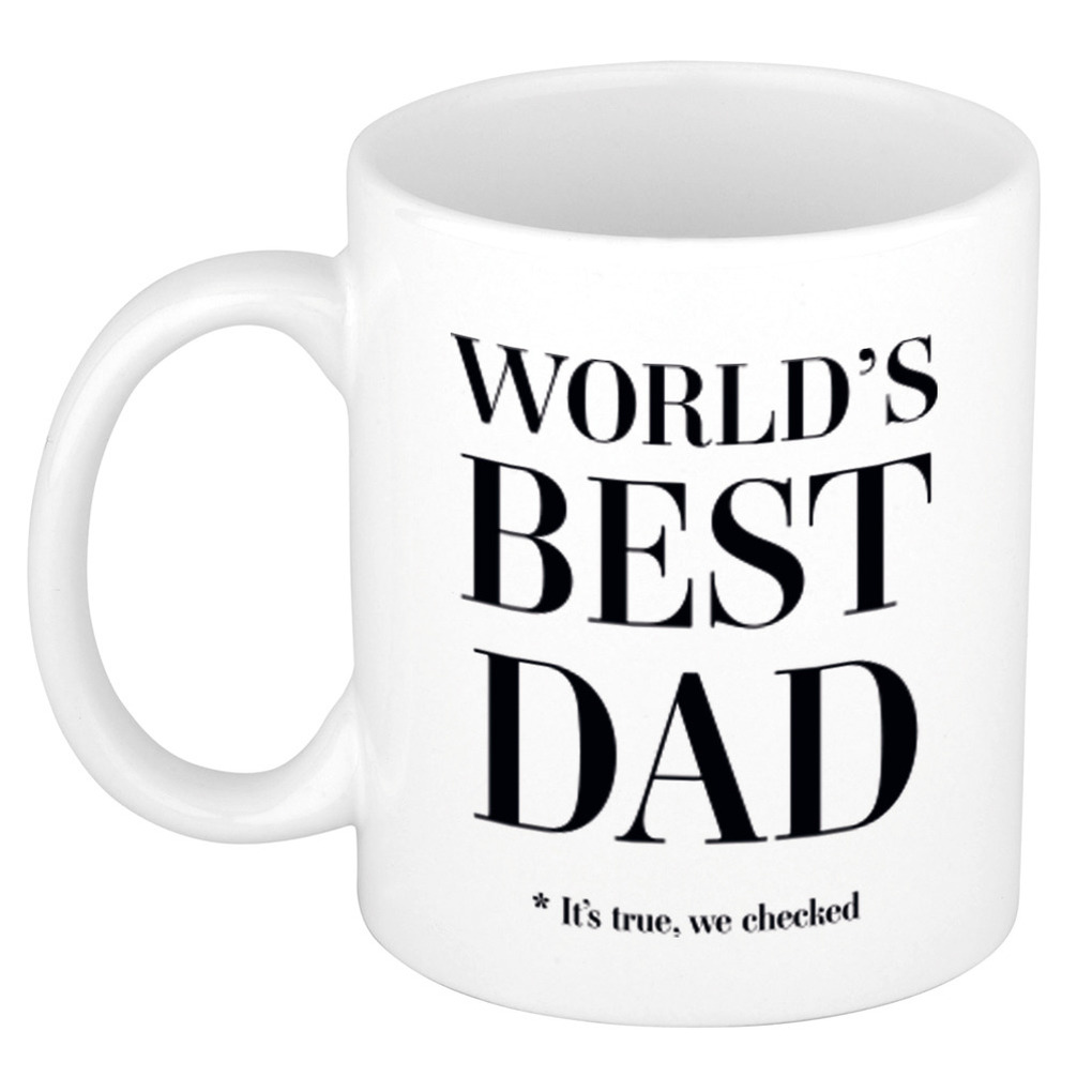 Worlds best dad cadeau koffiemok / theebeker wit 330 ml - Cadeau mokken / Vaderdag -