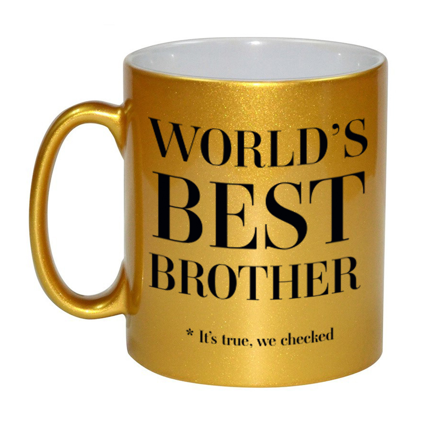 Gouden Worlds best brother cadeau koffiemok / theebeker 330 ml - Cadeau mokken -