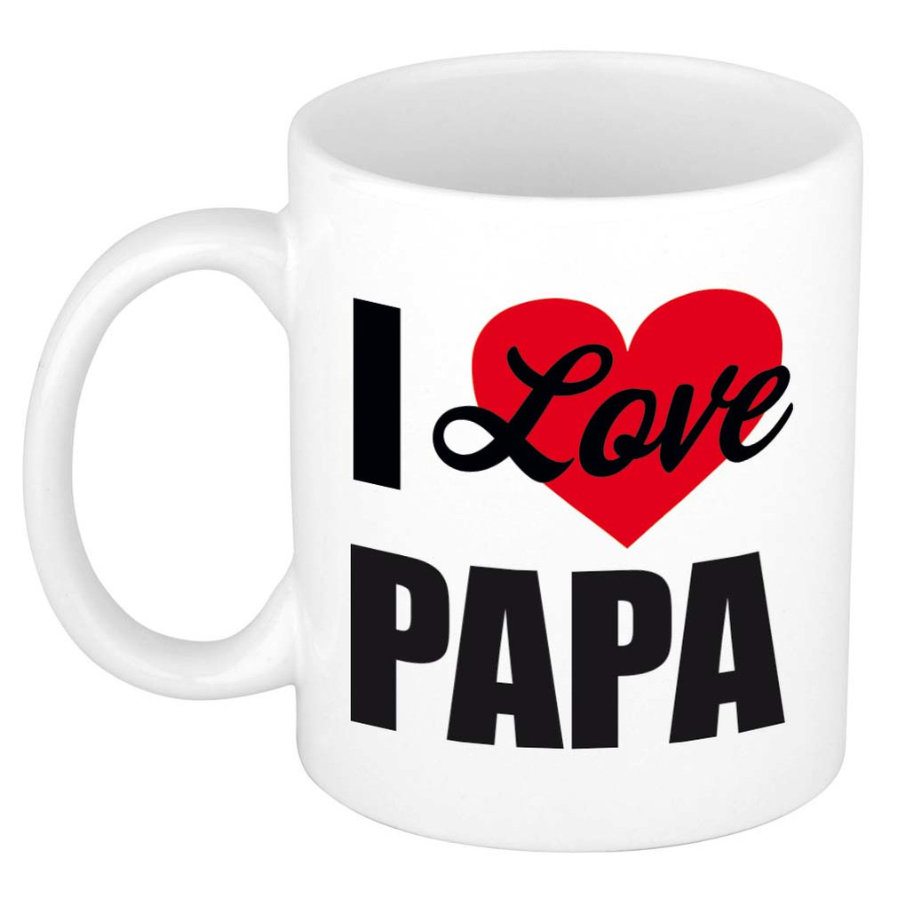 I love papa / Ik hou van papa cadeau mok / beker wit 300 ml - Cadeau mokken -