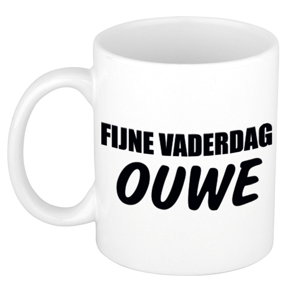 Fijne Vaderdag ouwe cadeau mok / beker wit 300 ml - Cadeau mokken -