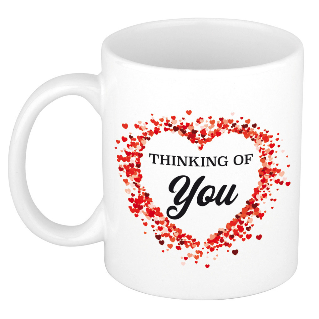 Thinking of you kado mok / beker met hartjes - Cadeau mok -