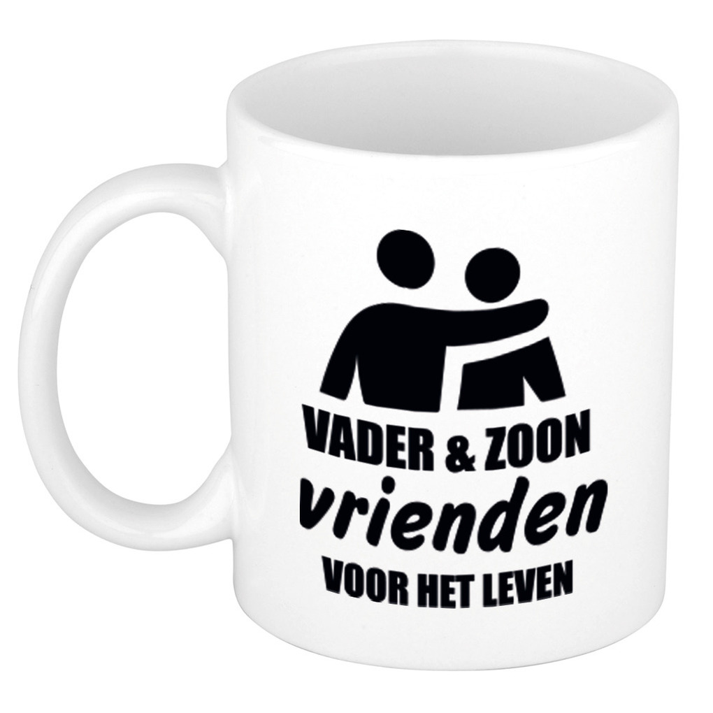 Vader en zoon cadeau koffiemok / theebeker wit 330 ml - Cadeau mokken / Vaderdag -