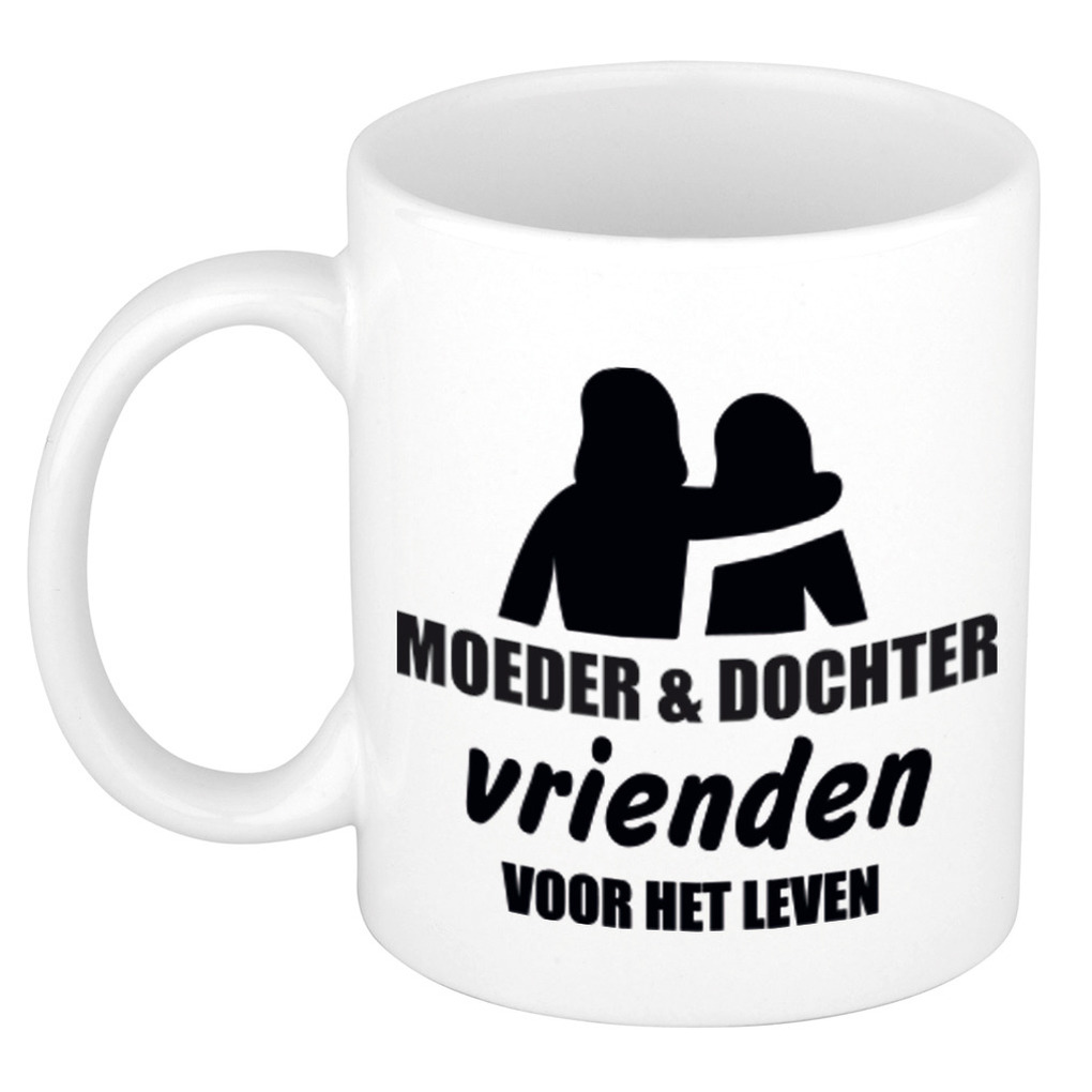 Moeder en dochter cadeau koffiemok / theebeker wit 330 ml - Cadeau mokken / Moederdag -