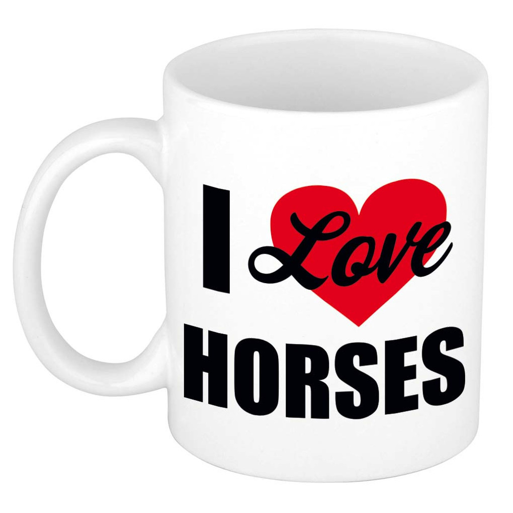 I love my horses / Ik hou van mijn paarden cadeau mok / beker wit 300 ml - Cadeau mokken -