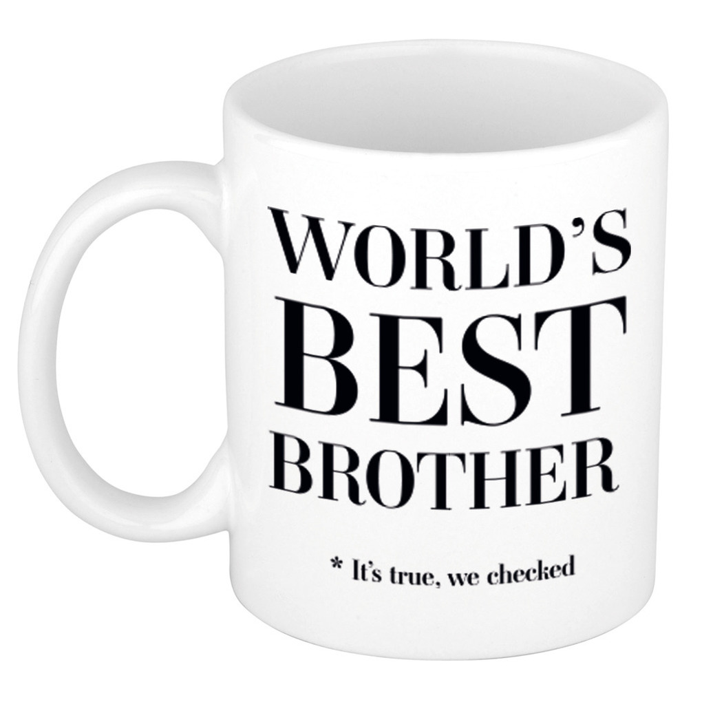 Worlds best brother cadeau koffiemok / theebeker wit 330 ml - Cadeau mokken -