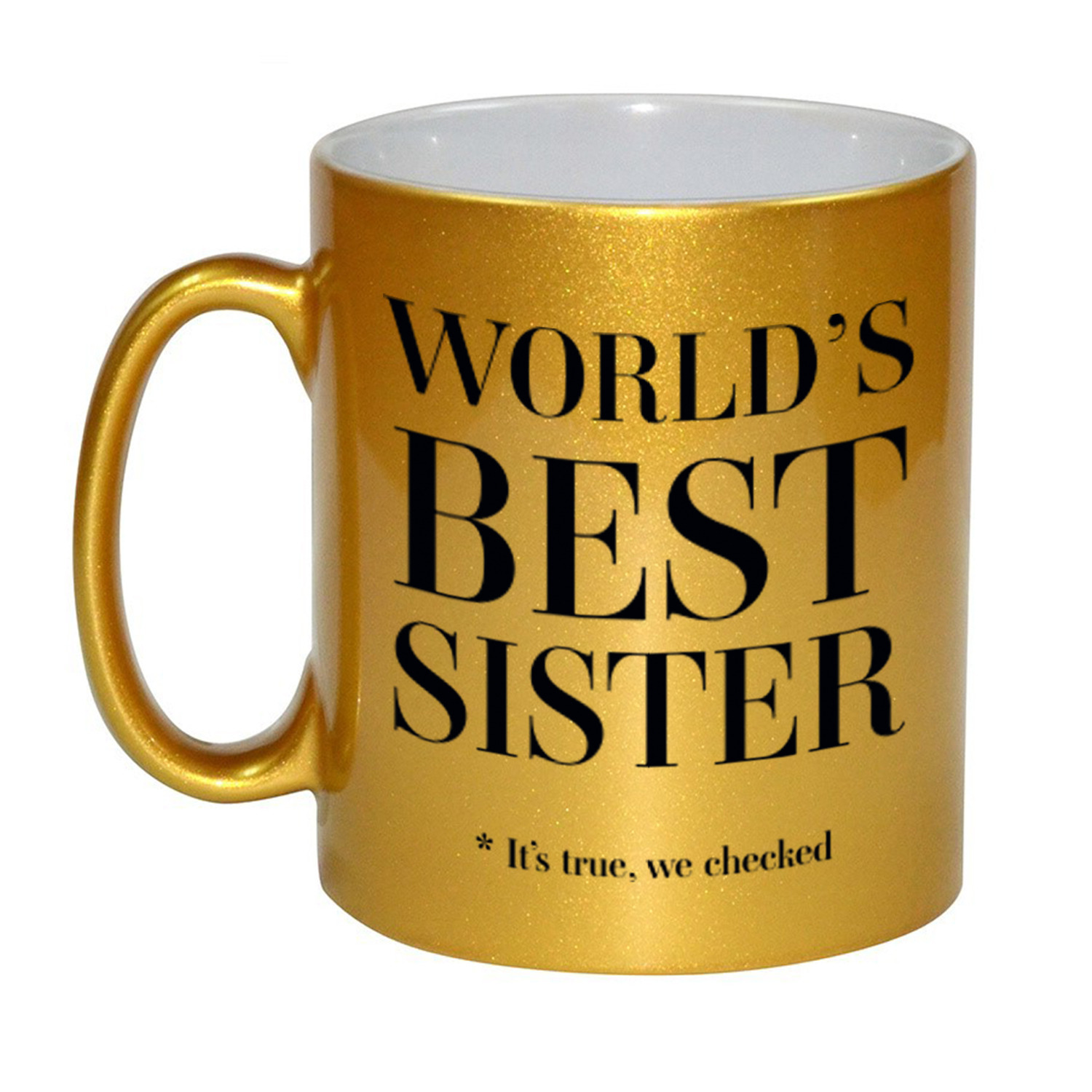 Gouden Worlds best sister cadeau koffiemok / theebeker 330 ml - Cadeau mokken -