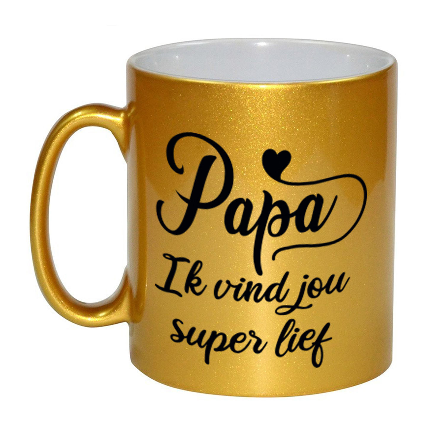 Papa ik vind jou super lief cadeau mok / beker goud 300 ml - Cadeau mokken -