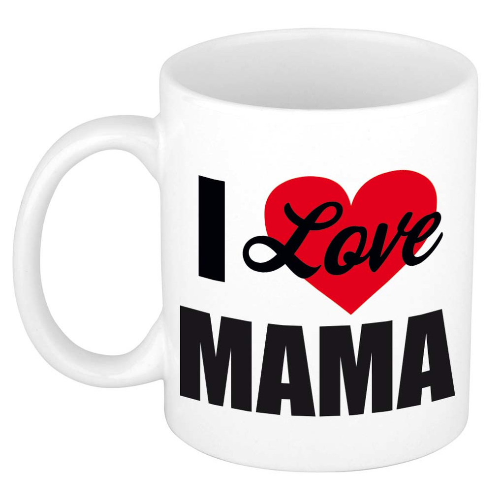 I love mama / Ik hou van mama cadeau mok / beker wit 300 ml - Cadeau mokken -