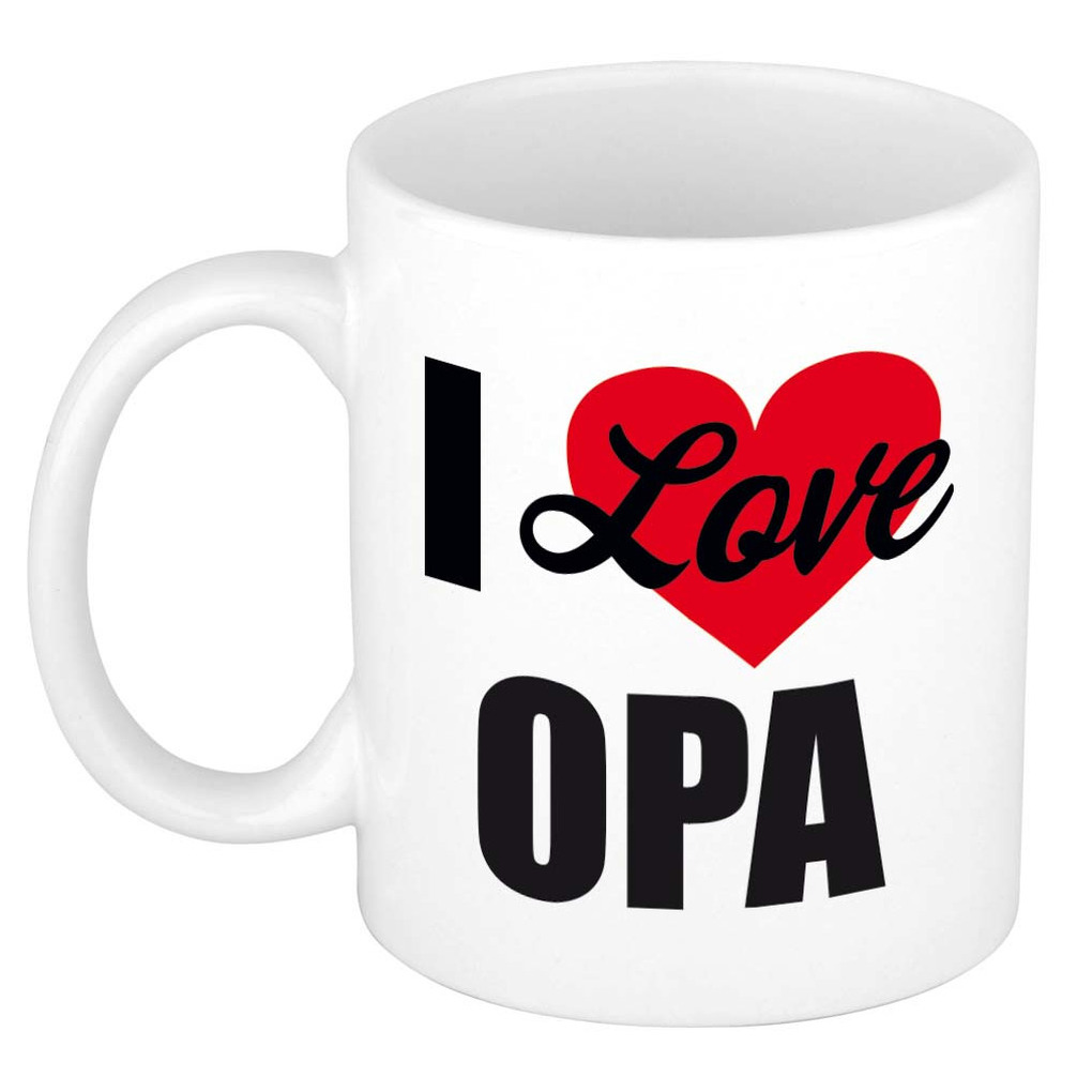 I love opa / Ik hou van opa cadeau mok / beker wit 300 ml - Cadeau mokken -