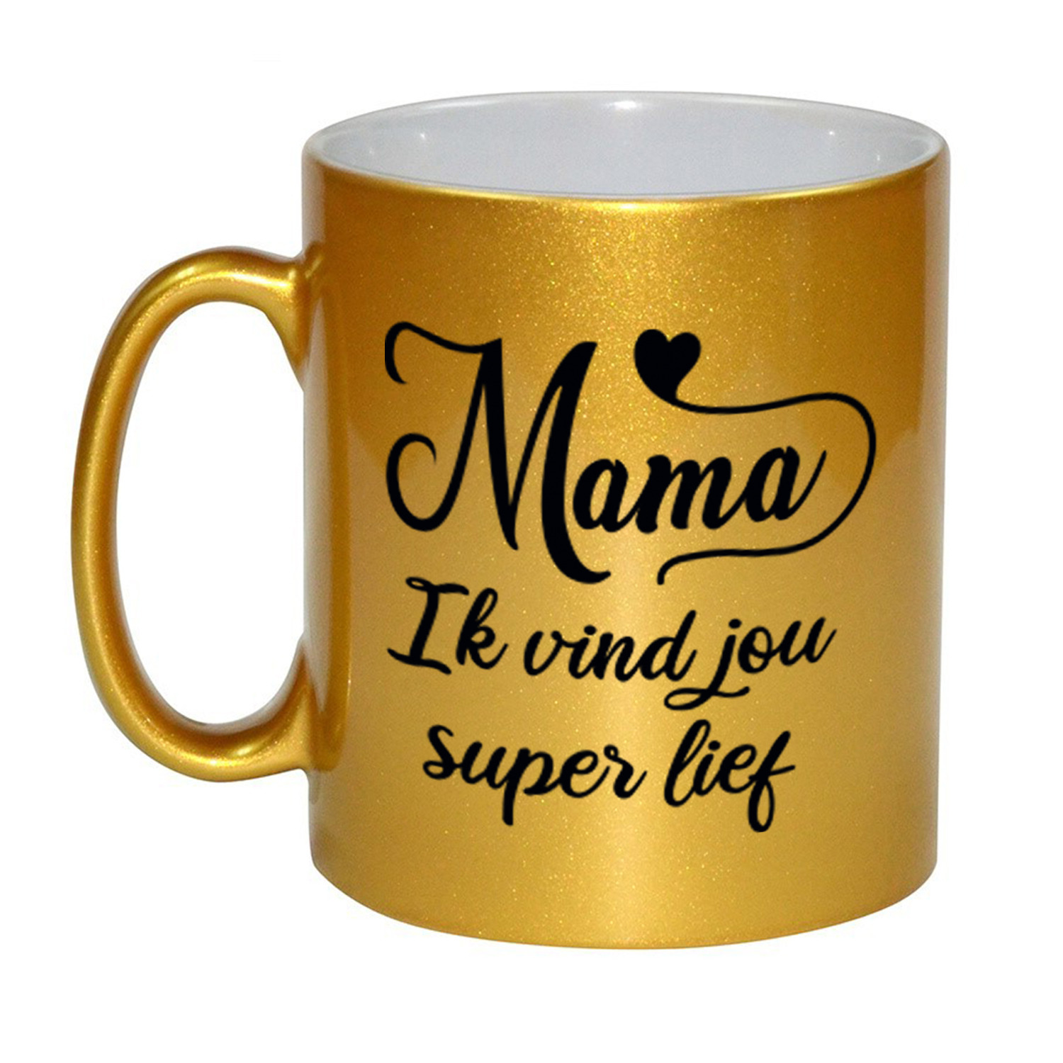 Mama ik vind jou super lief cadeau mok / beker goud 300 ml - Cadeau mokken -