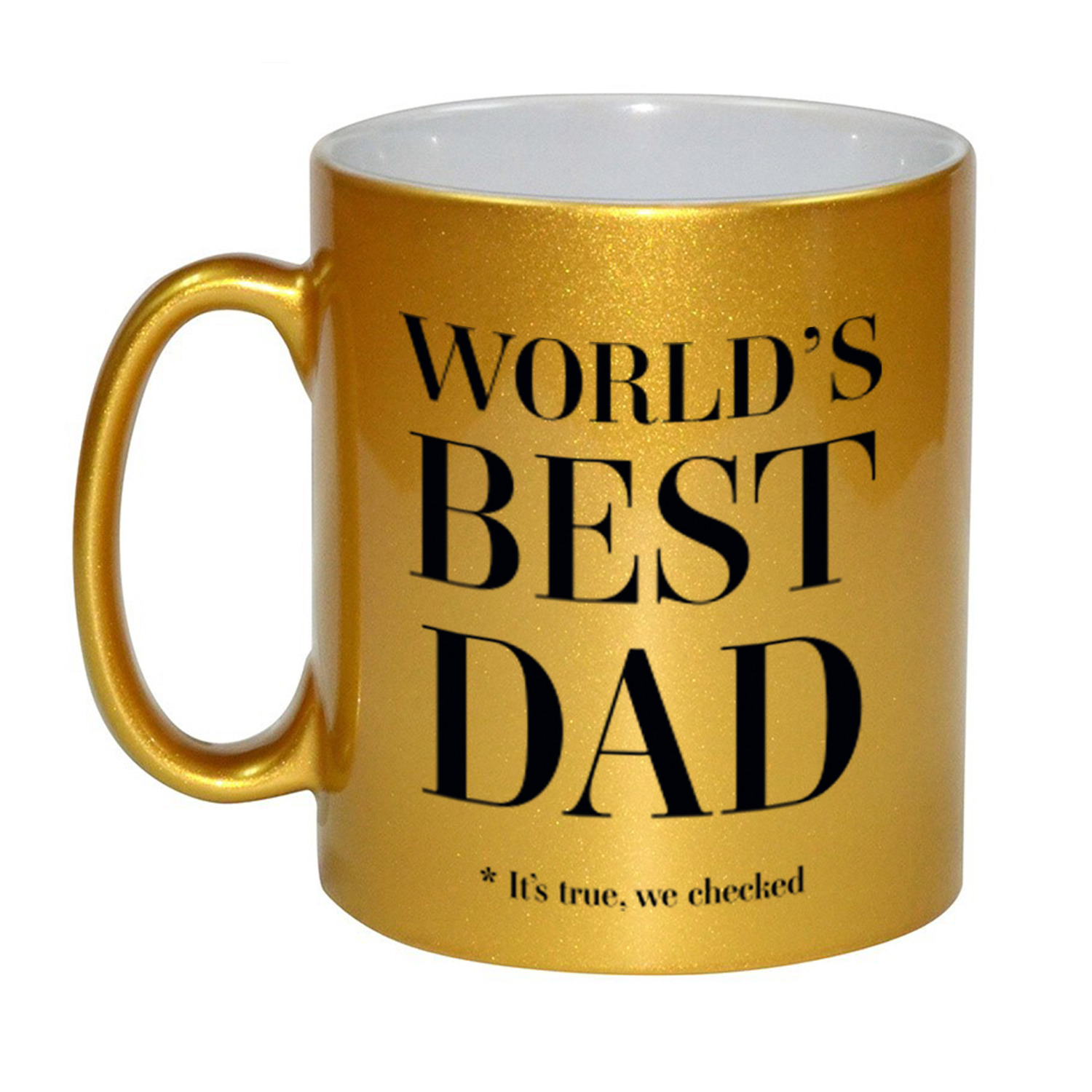 Gouden Worlds best dad cadeau koffiemok / theebeker 330 ml - Cadeau mokken -