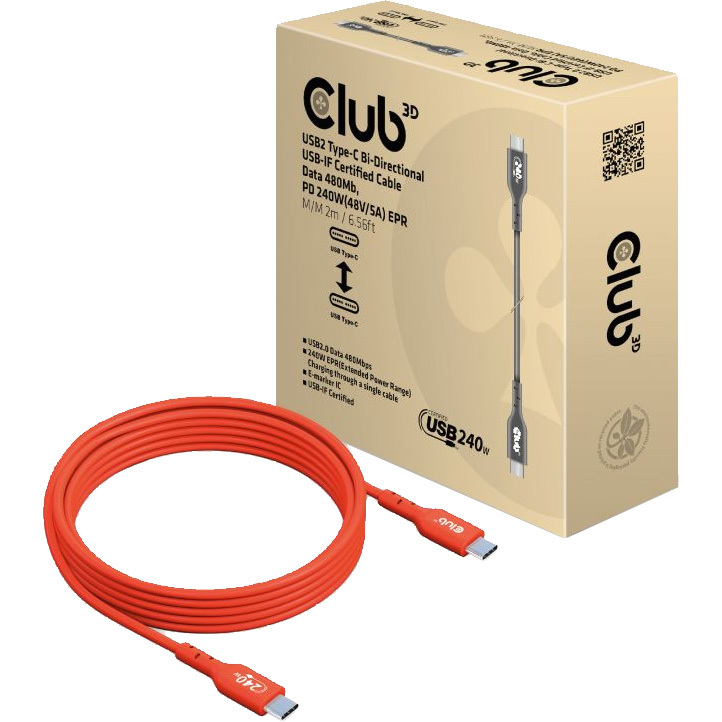 Club 3D USB-C 2.0 Bi-Directional kabel 2 meter