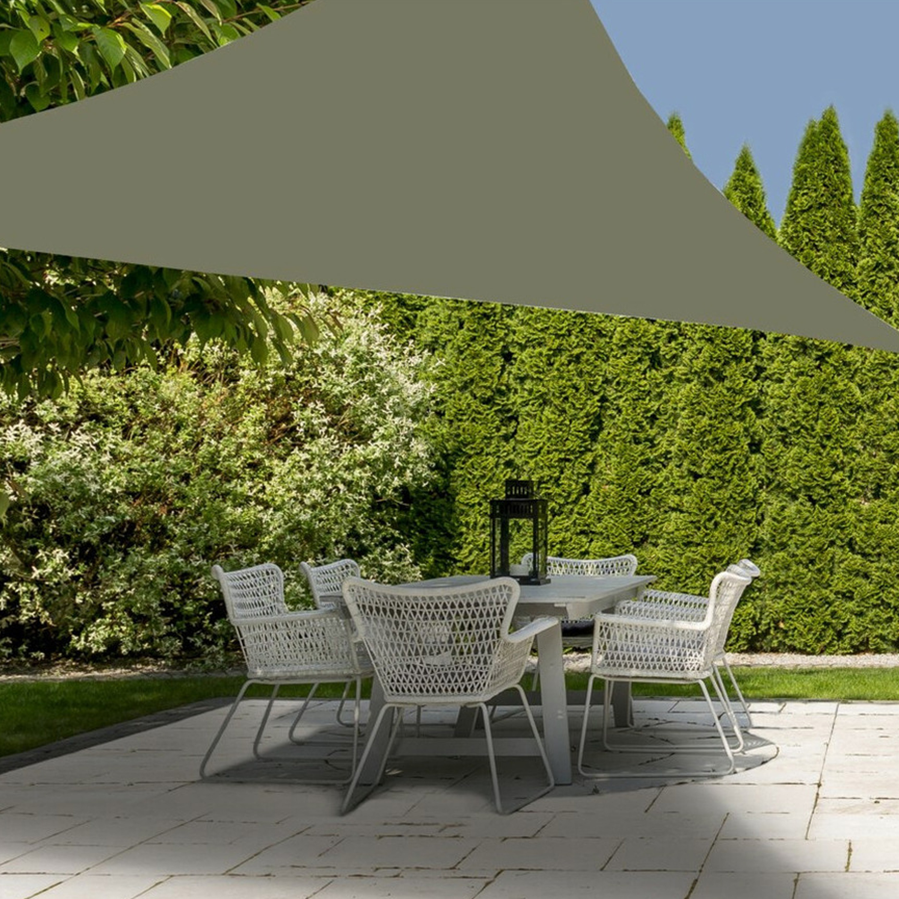 Set van 2x stuks schaduwdoeken/zonneschermen driehoek groen 3 x 3 x 3 meter -