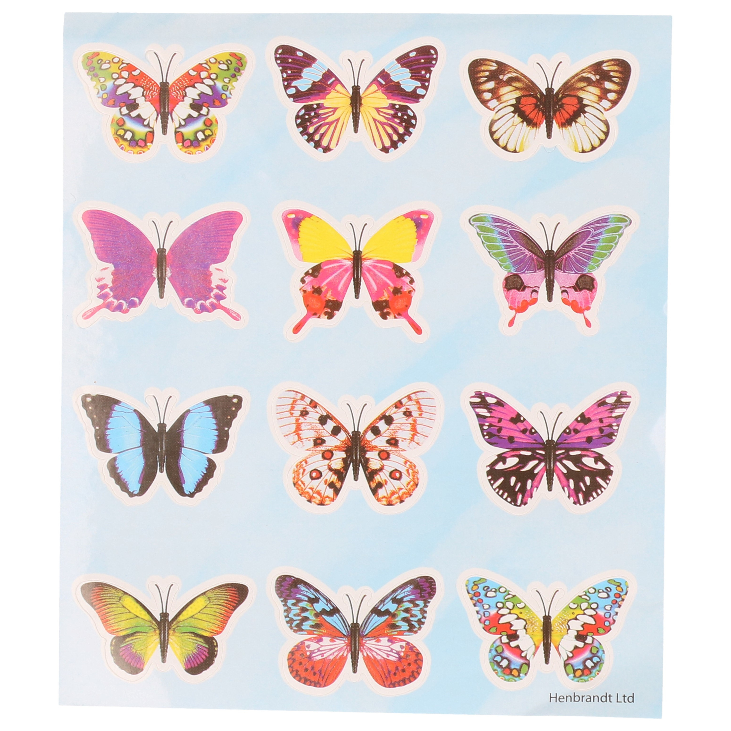 3x Velletjes agenda/dagboek/fun kinder vlinder stickers - 12 vlinders per velletje van 10 x 12 cm -