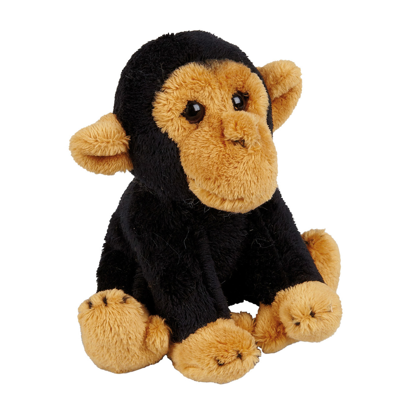 Ravensden Pluche knuffel Chimpansee aap - zwart - 15 cm - Speelgoed apen knuffelbeesten -