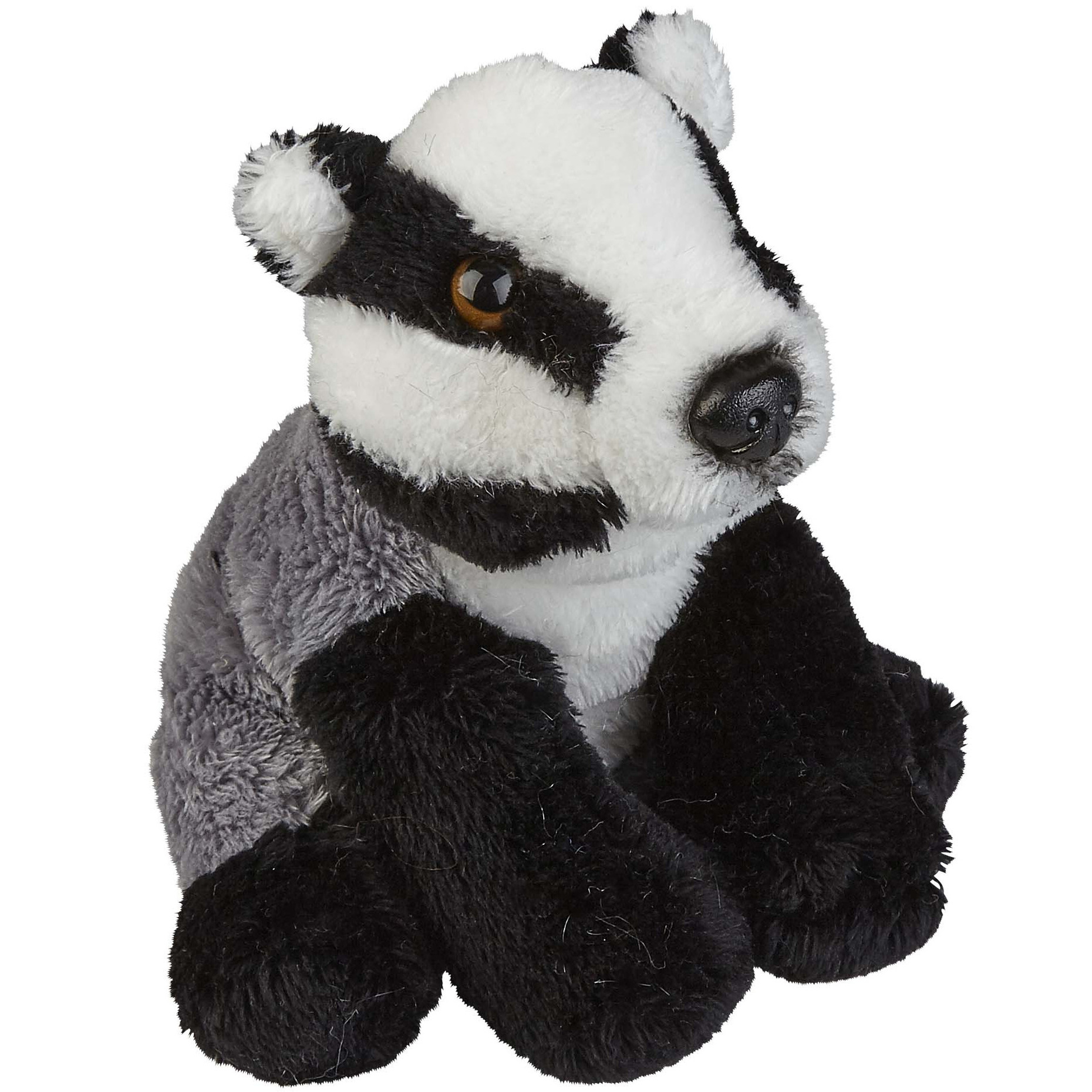Pluche knuffel dier Das - 15 cm - zwart/grijs - Bosdieren -