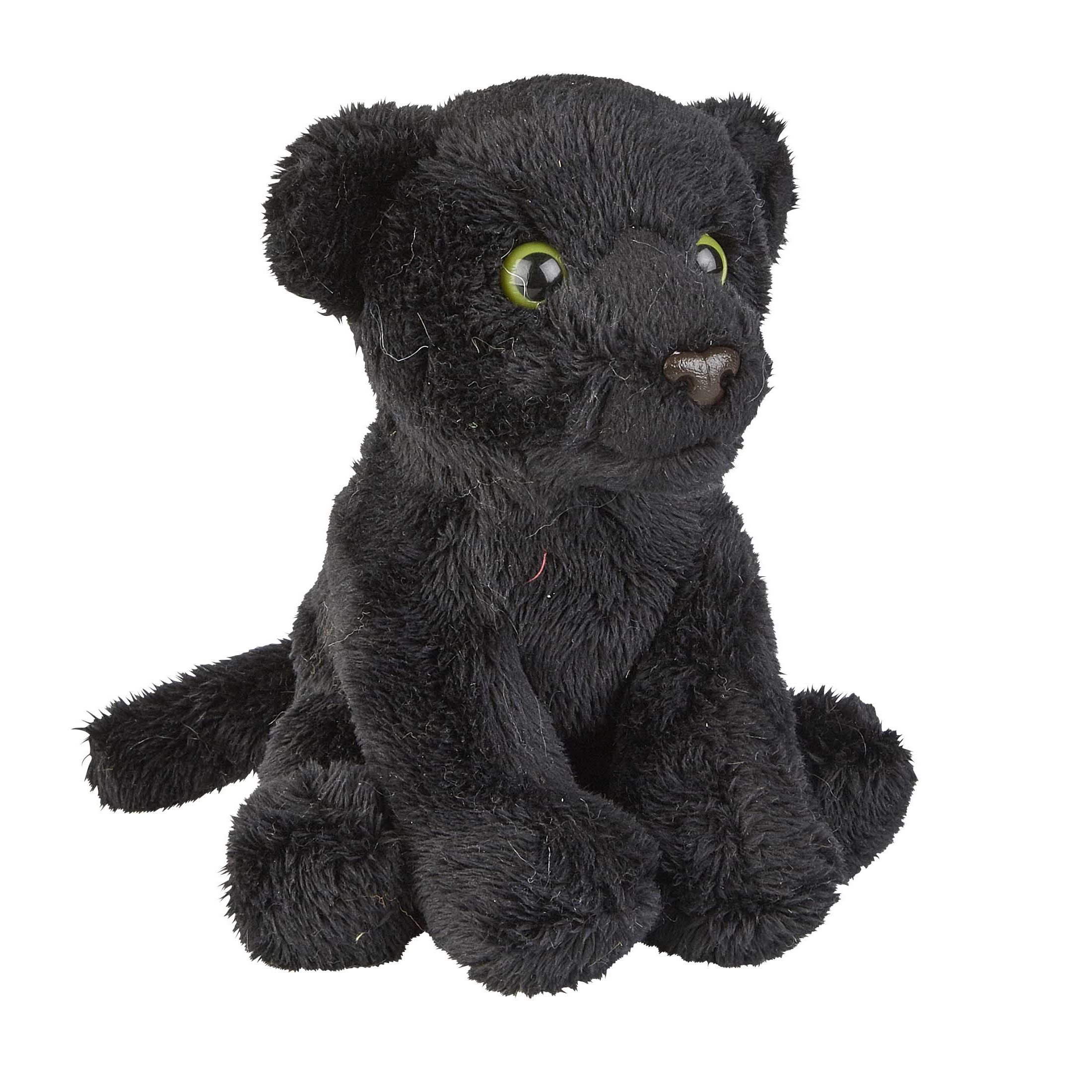 Pluche knuffel dier zwarte panter - 15 cm - Speelgoed panters knuffelbeesten -