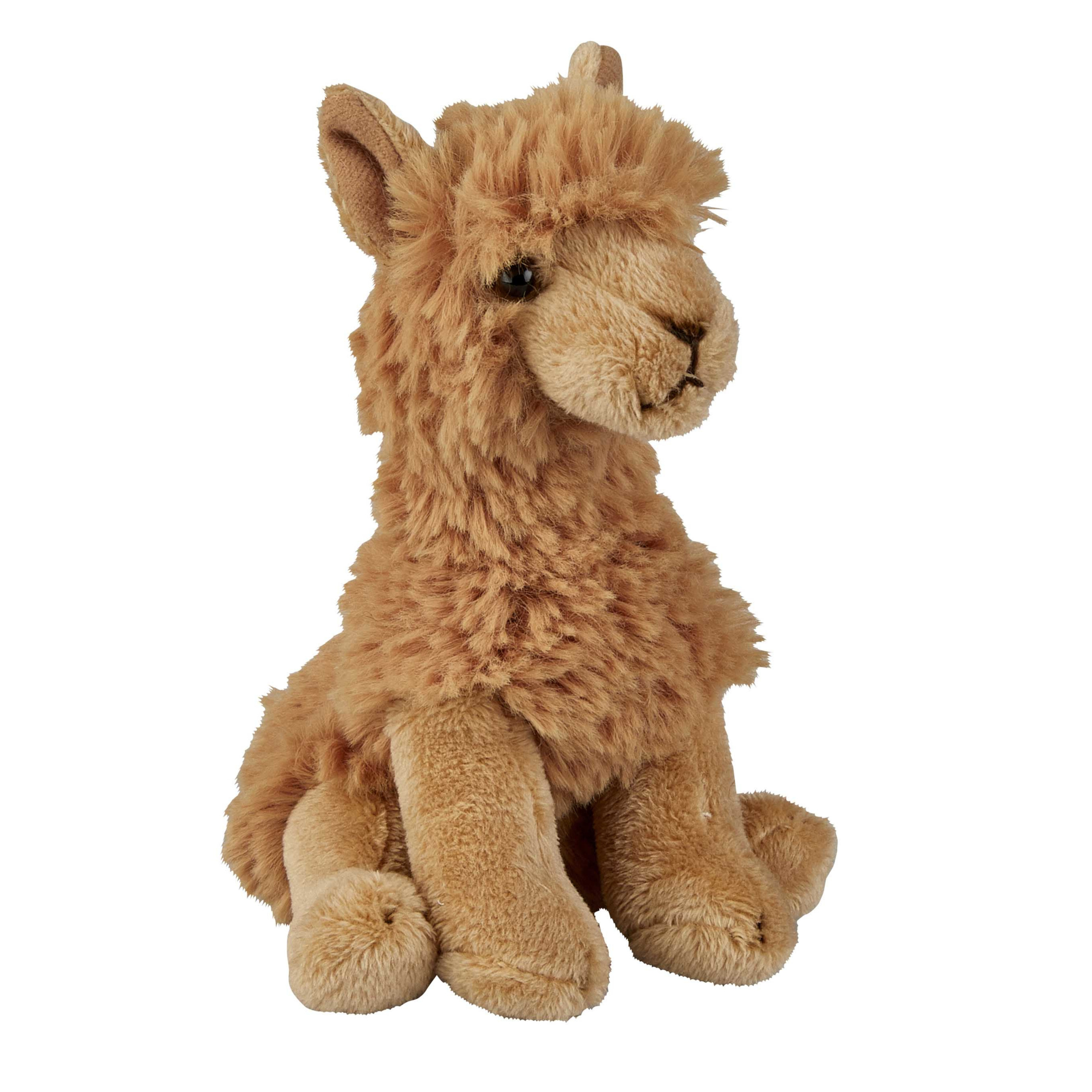 Ravensden Pluche knuffel dier Alpaca - bruin - 15 cm - Speelgoed Alpacas knuffelbeesten -