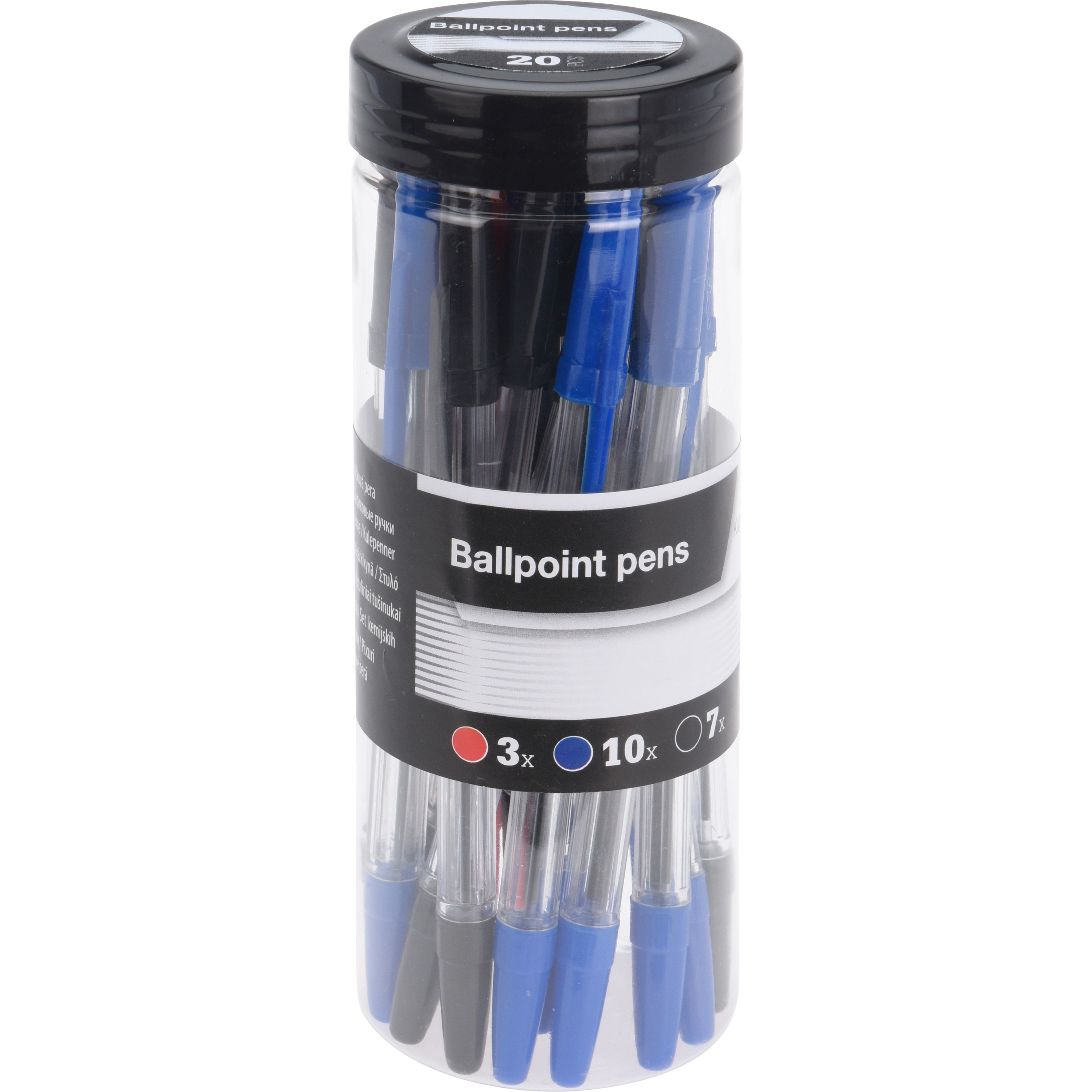 20x stuks balpennen rood/zwart/blauw 14 cm -
