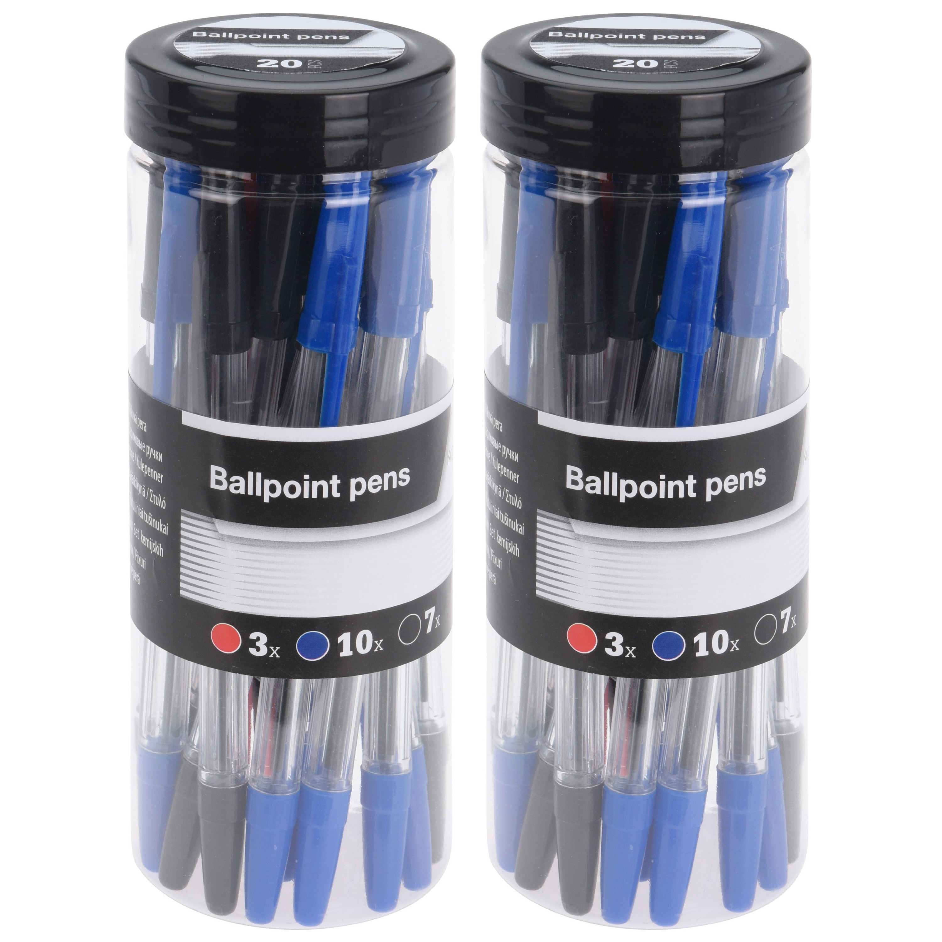 40x stuks balpennen rood/zwart/blauw 14 cm -