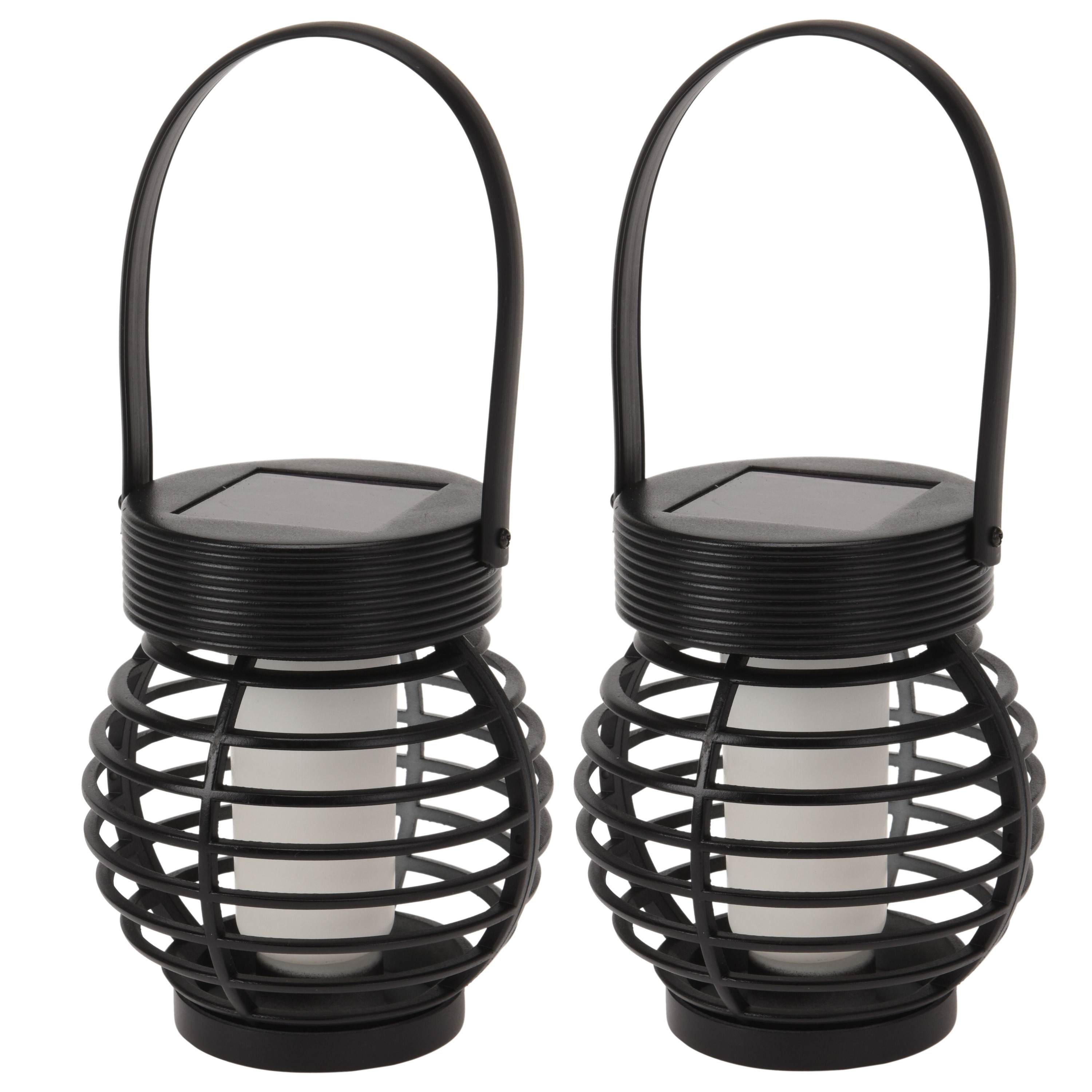Set van 4x stuks zwarte solar LED lantaarns 11 cm -