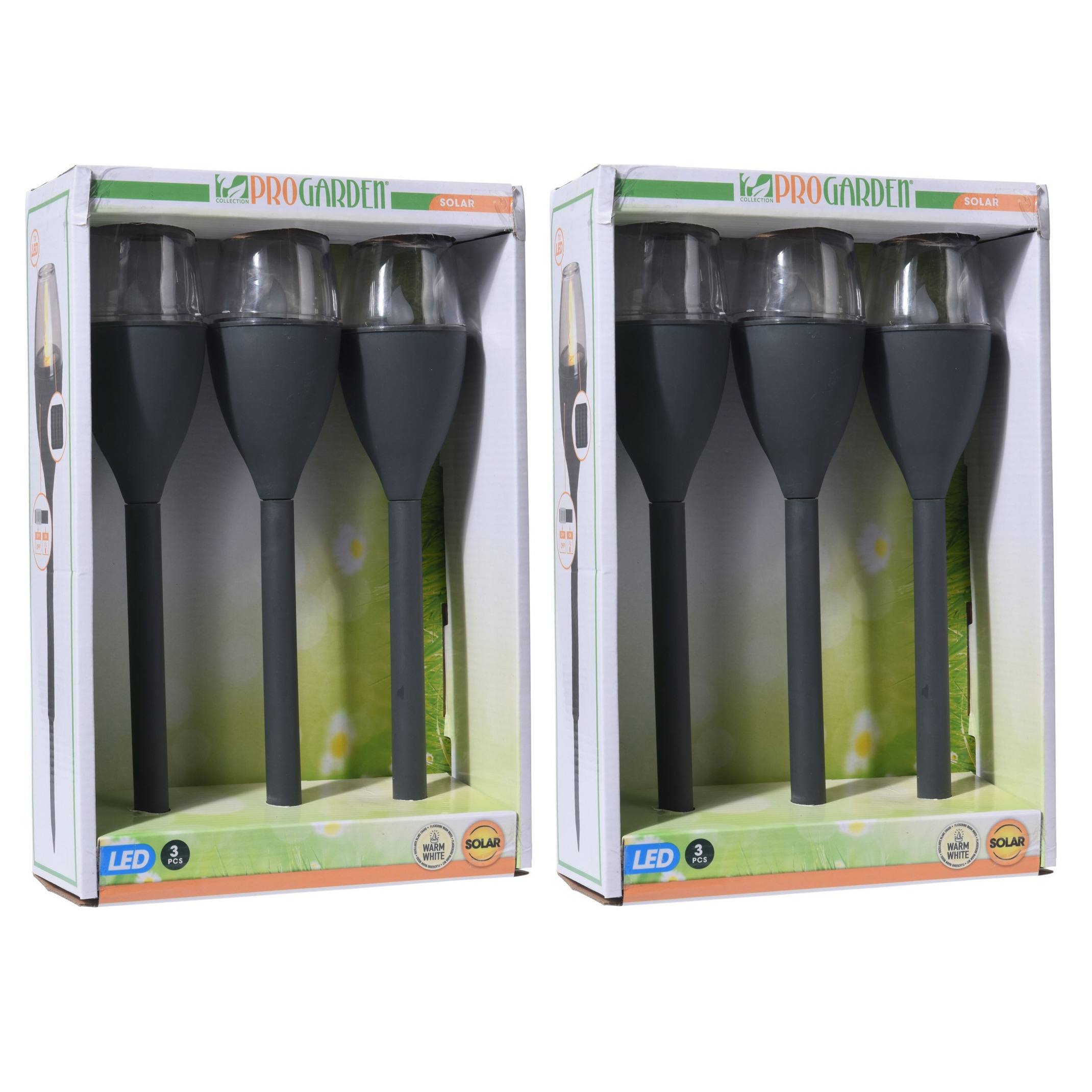 Set van 6x stuks zwarte solar LED lantaarns 31 cm -