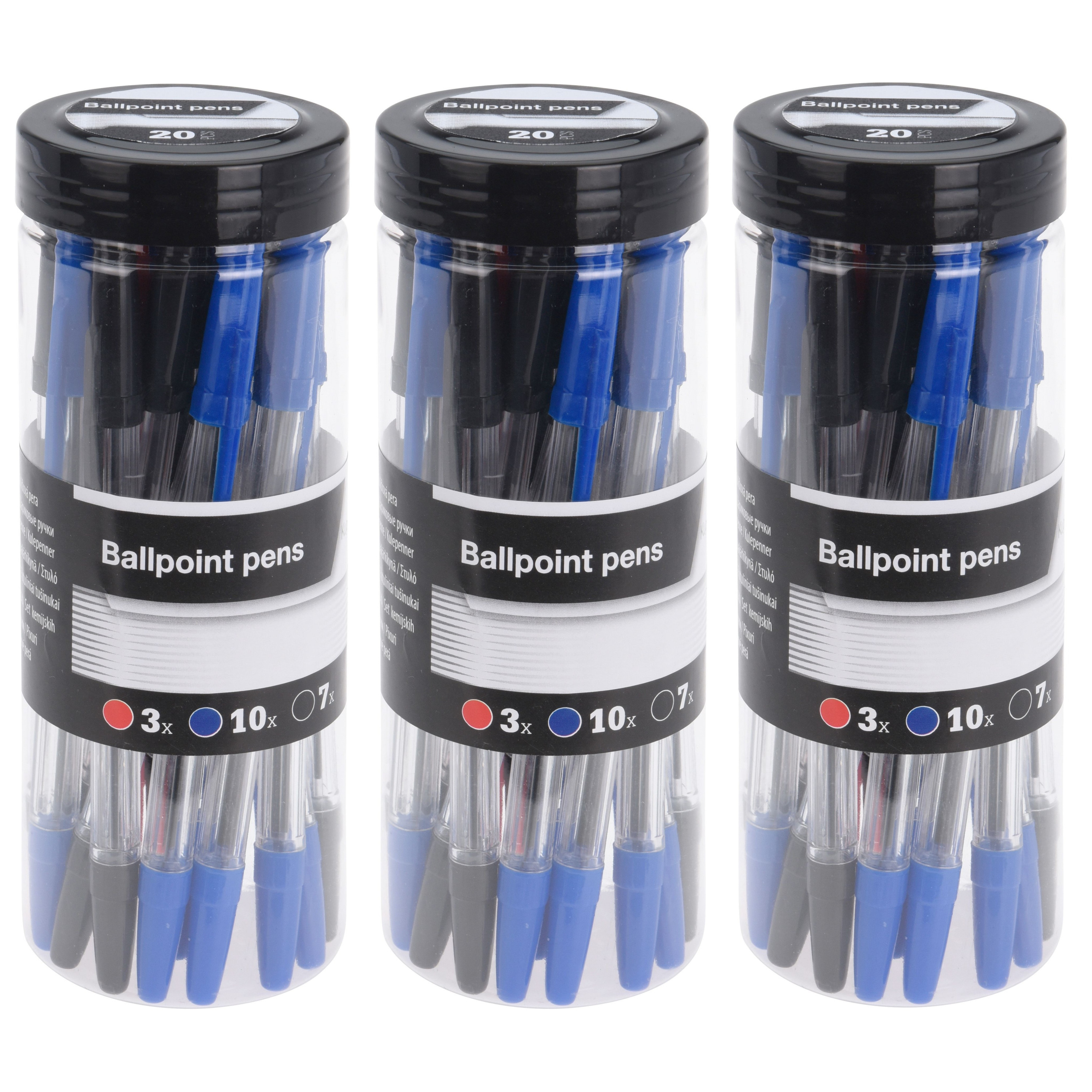 100x stuks balpennen rood/zwart/blauw 14 cm -