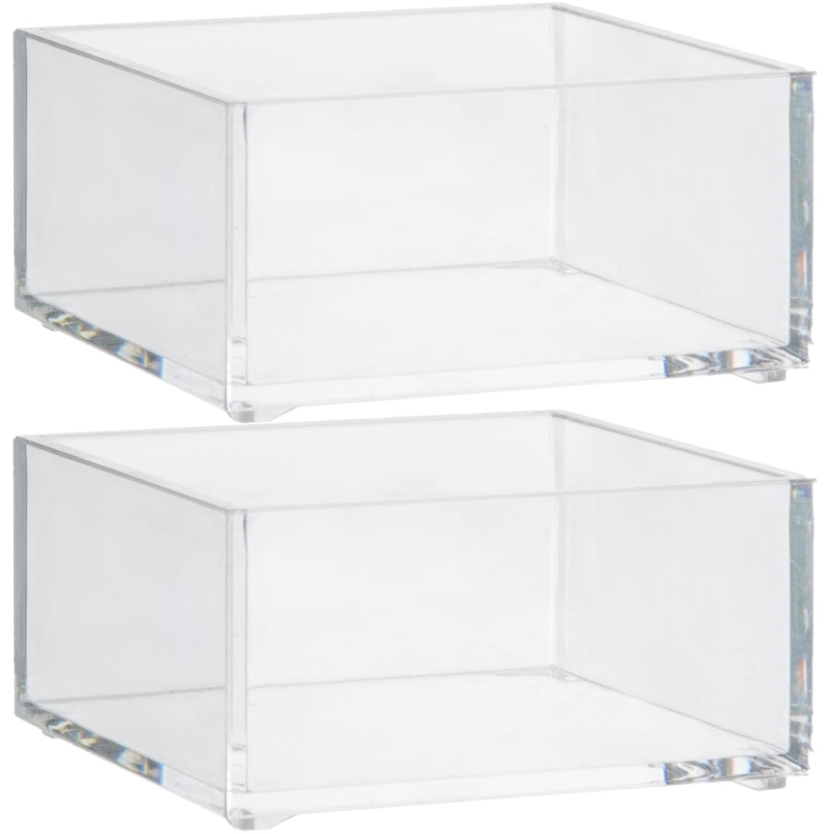 Set van 2x stuks sieraden/make-up houder/box vierkant 9,5 x 5 cm van kunststof -