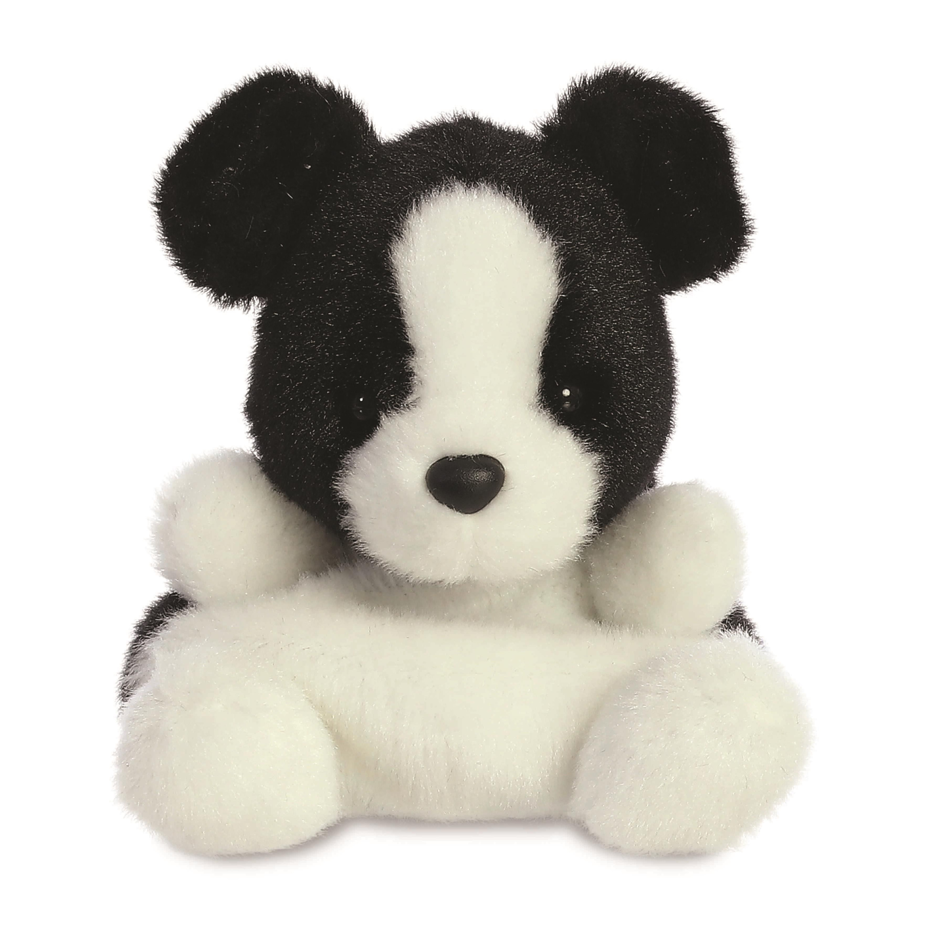 Pluche dieren knuffels border collie hond van 13 cm -