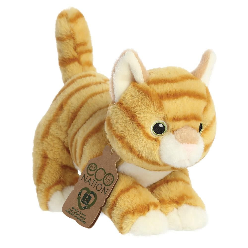 Pluche dieren knuffel - lapjes kat - oranje - huisdierknuffel - 21 cm - knuffel cadeau -