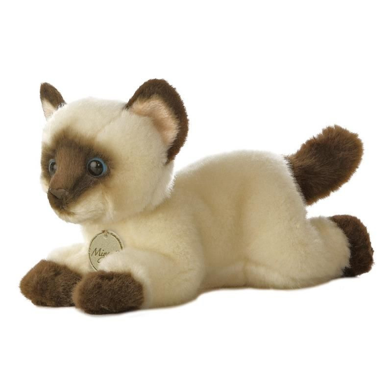 Pluche knuffel dier siamese kat/poes - beige - 20 cm - Knuffeldieren katten - speelgoed -