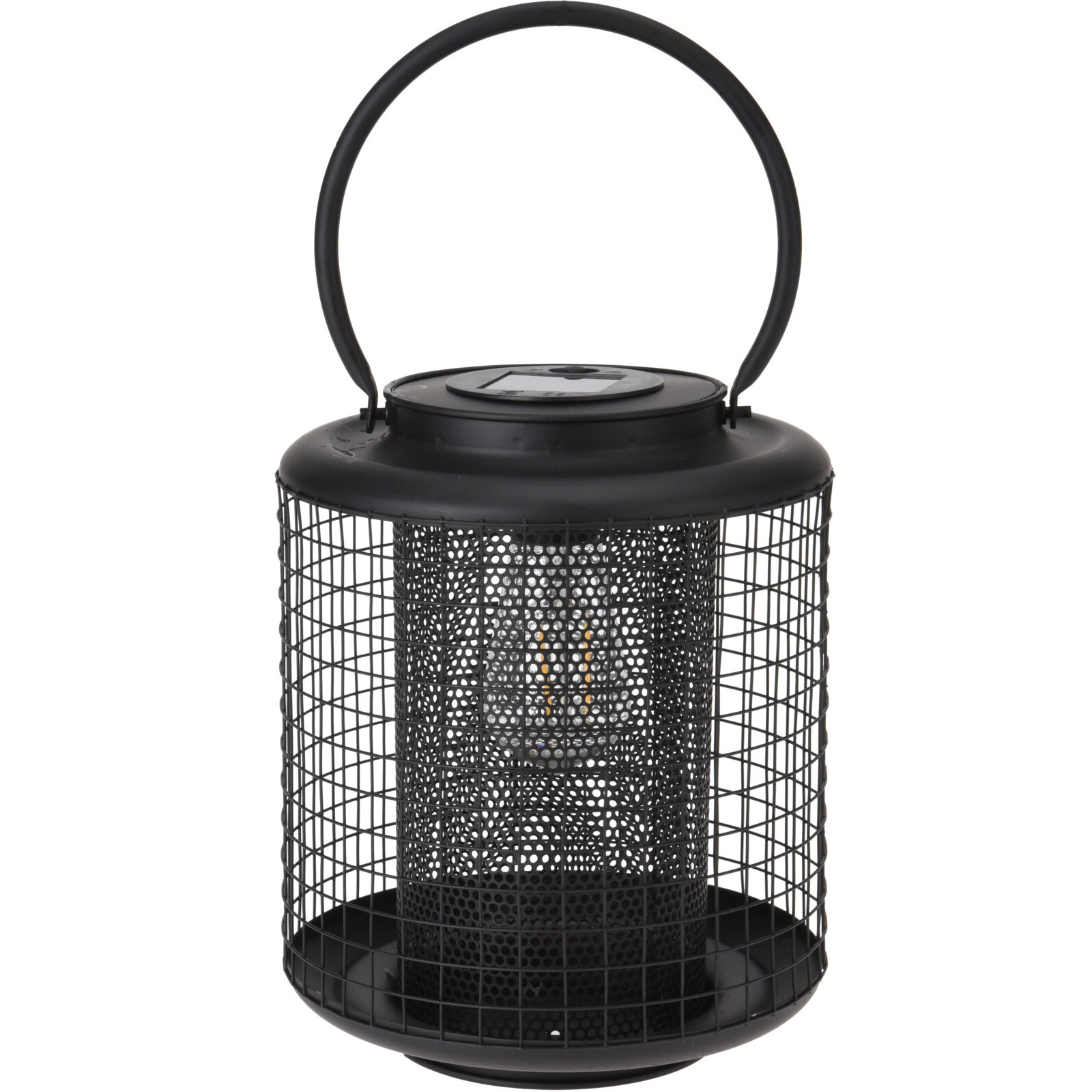 Zwarte solar LED lantaarn 22 cm -