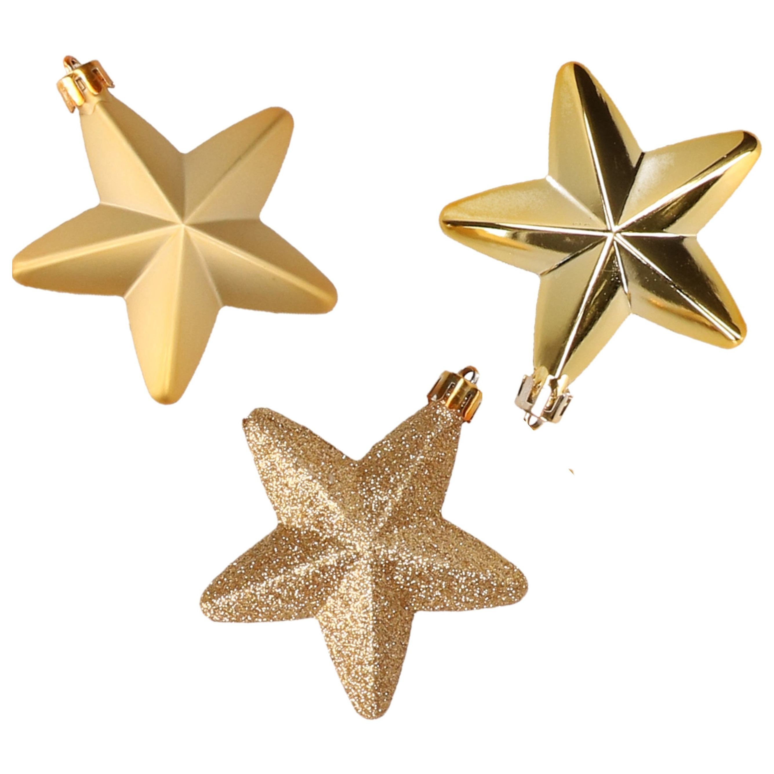 6x stuks kunststof sterren kerstballen 7 cm goud glans/mat/glitter -
