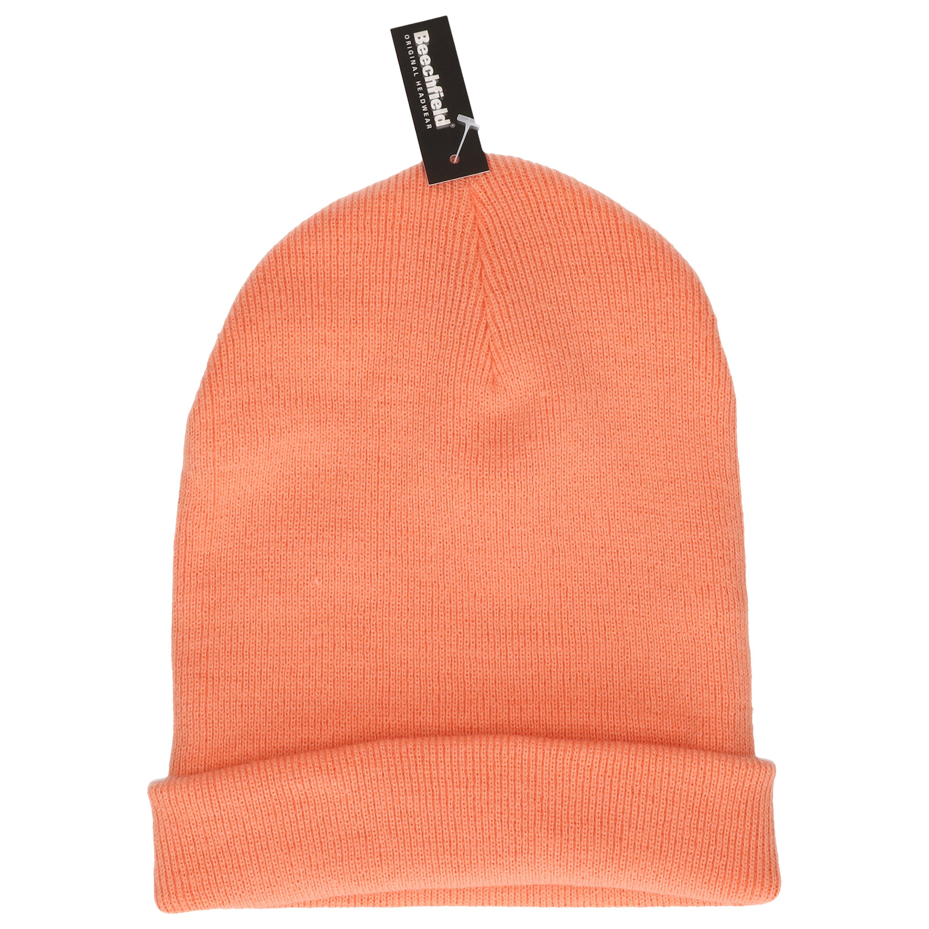 Basic dames/heren beanie wintermuts 100% soft Acryl in kleur lichtroze/perzik One size -