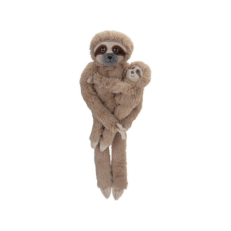 Nature Planet pluche dieren knuffel - hangende Luiaard met baby - 48 cm -