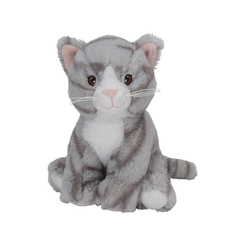 Nature Planet Poes/Kat - grijs - 17 cm - pluche dieren knuffels - katten -