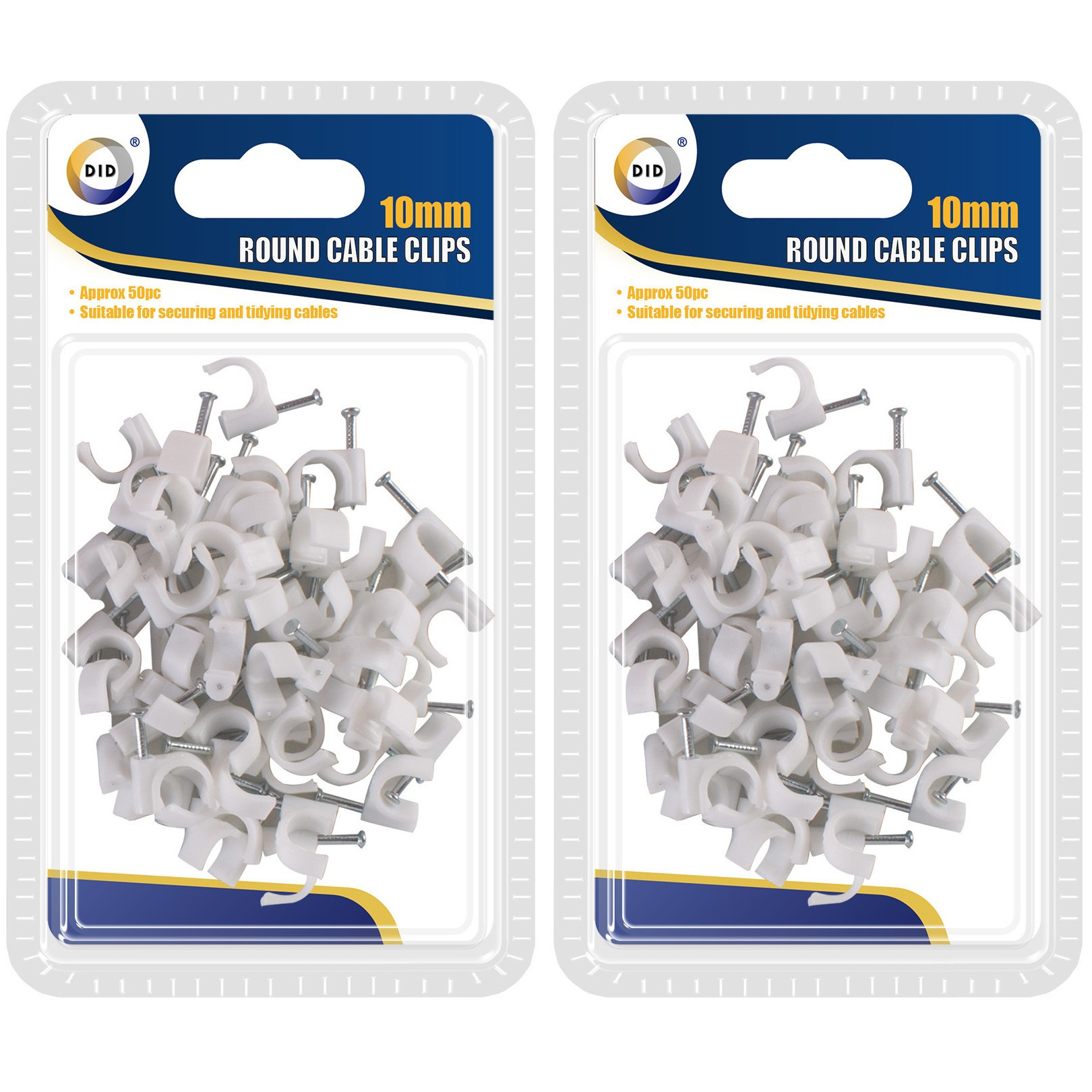 150x Witte kabelclips/kabelklemmen met spijker 10 mm -