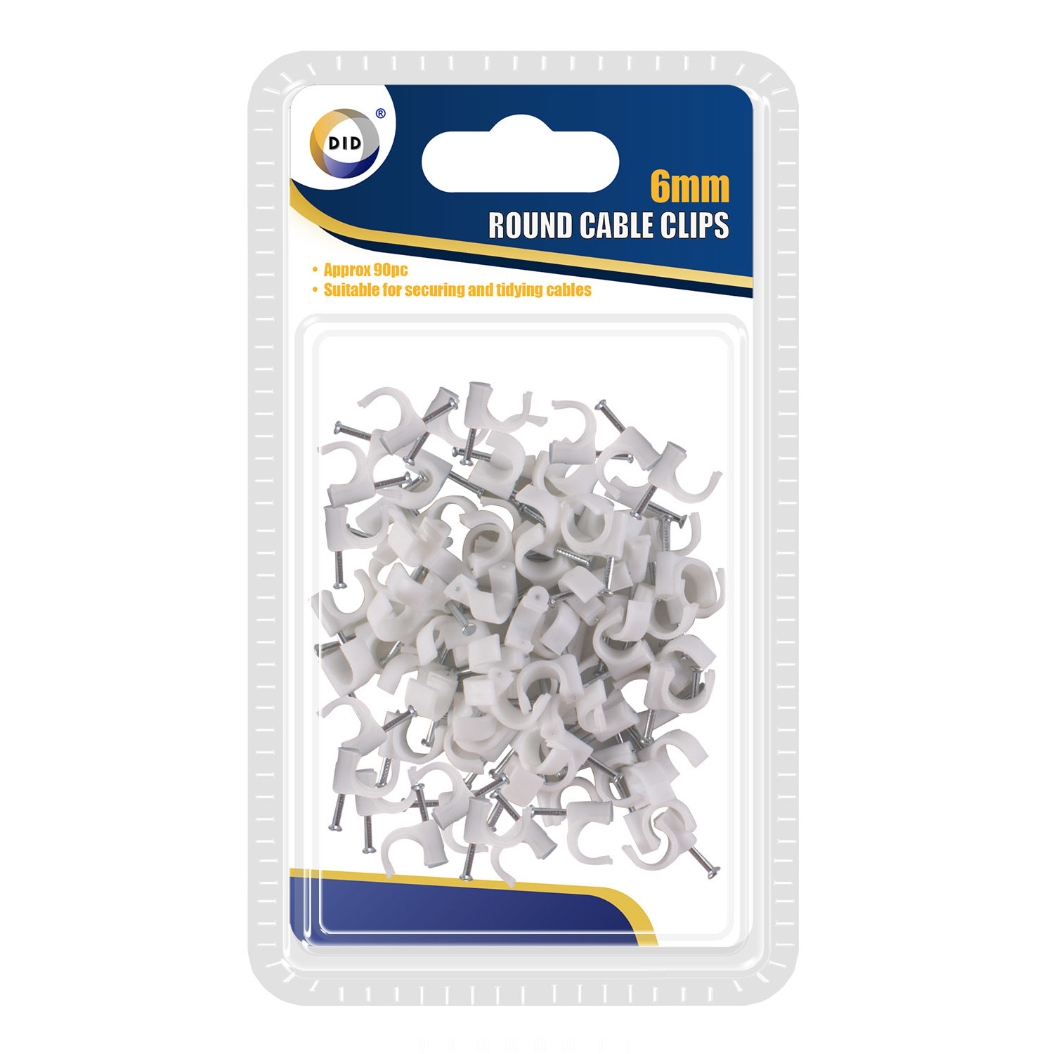 90x Witte kabelclips/kabelklemmen met spijker 6 mm -
