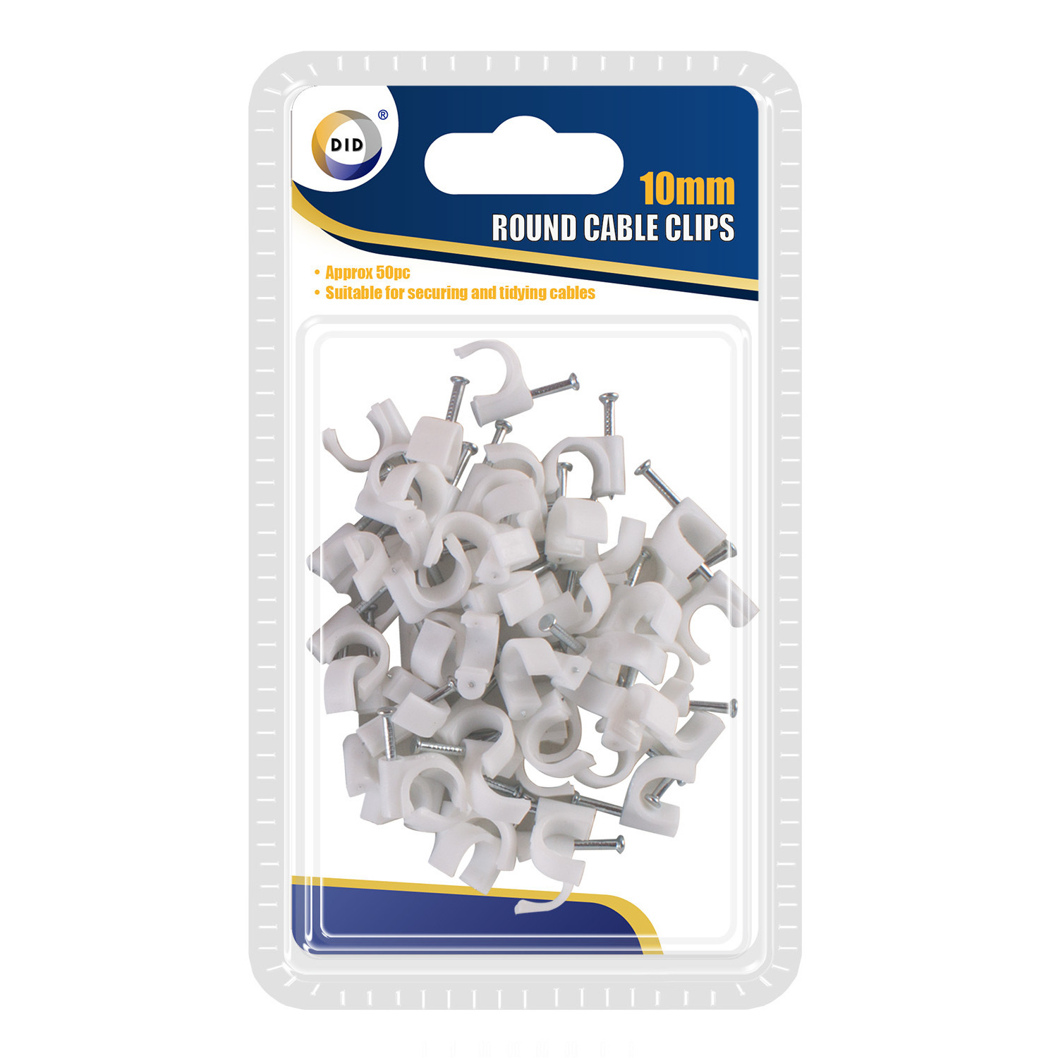 50x Witte kabelclips/kabelklemmen met spijker 10 mm -