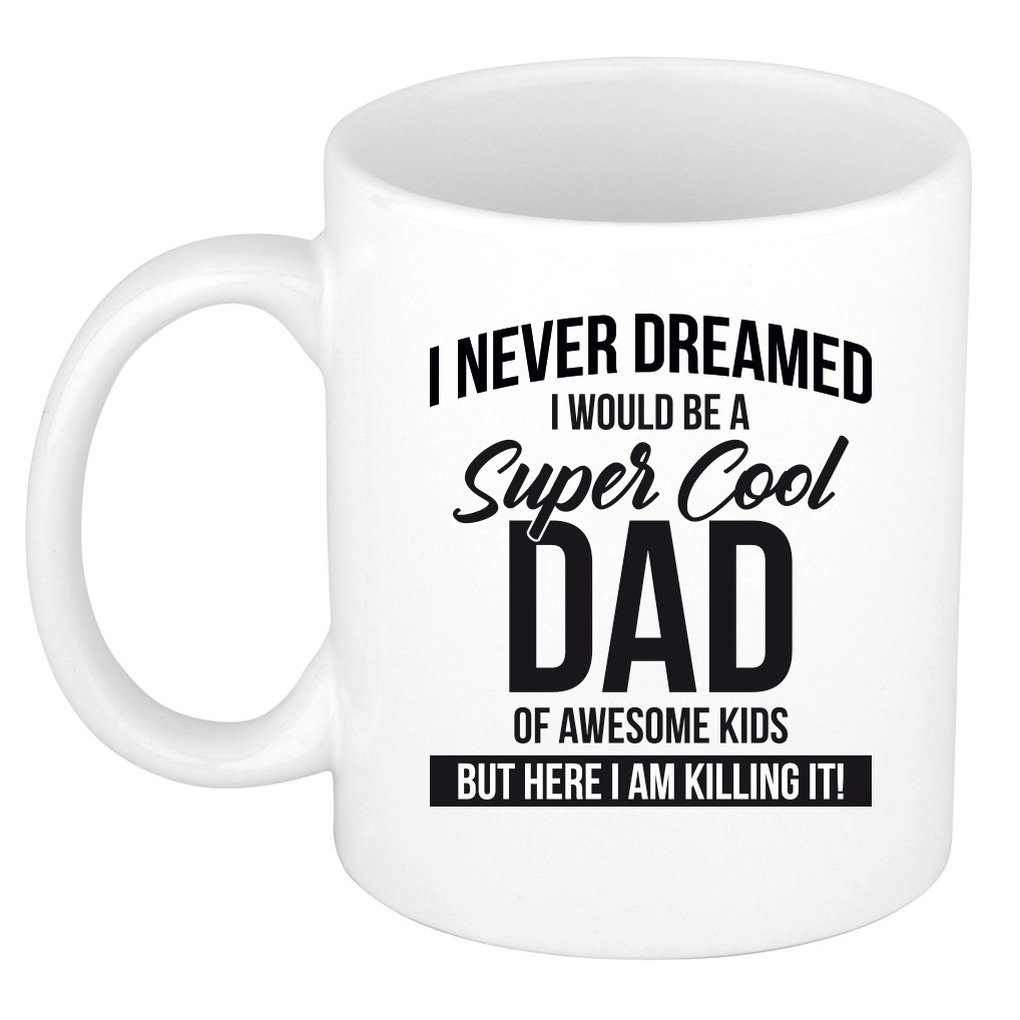 Cool dad of awesome kids mok / beker wit 300 ml - Cadeau mokken - Papa/ Vaderdag -