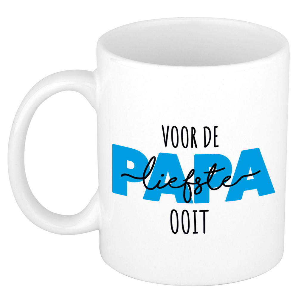 Voor de liefste papa ooit mok / beker wit 300 ml - Cadeau mokken - Vaderdag -