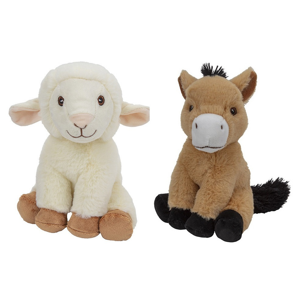 Pluche boerderijdieren knuffels Schaap en Paard van 23 cm -