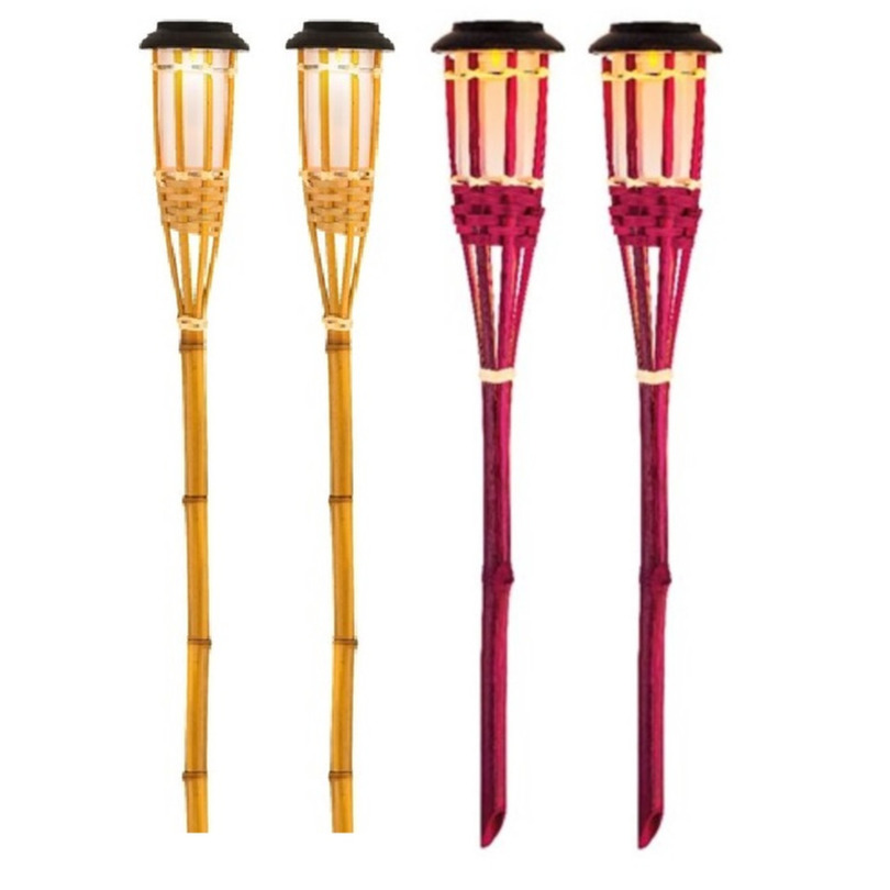 Tuinfakkels met solar verlichting - set 4x - 54 cm - vlam-effect -
