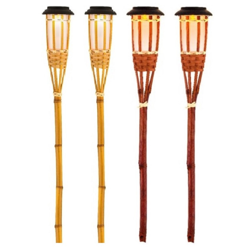 Tuinfakkels met solar verlichting - set 4x - 54 cm - vlam-effect -