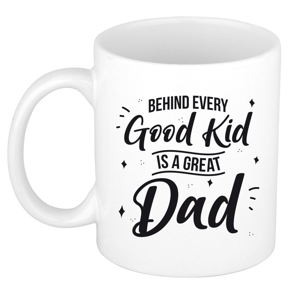Good kid Great dad mok / beker wit 300 ml - Cadeau mokken - Papa/ Vaderdag -