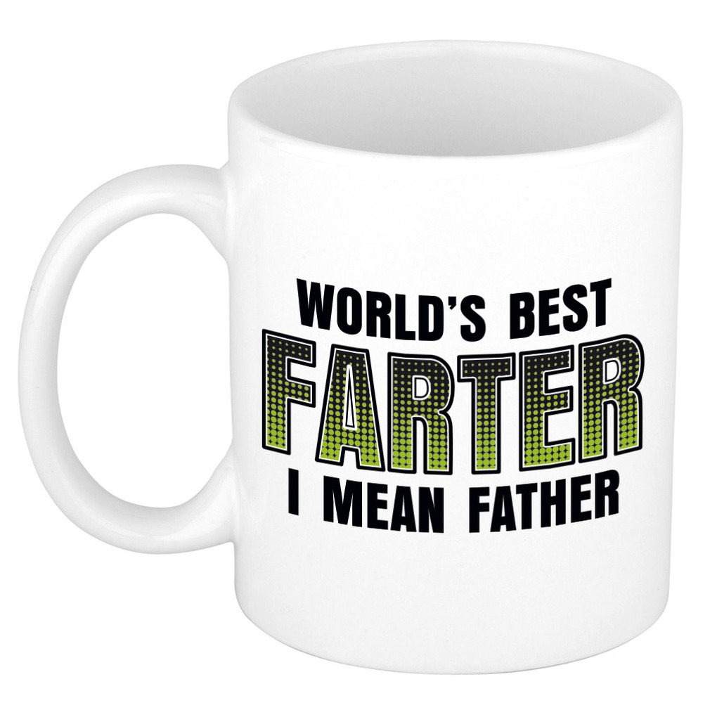 Vaderdag cadeau mok - wit - 300 ml - worlds best farter - Cadeau mokken -