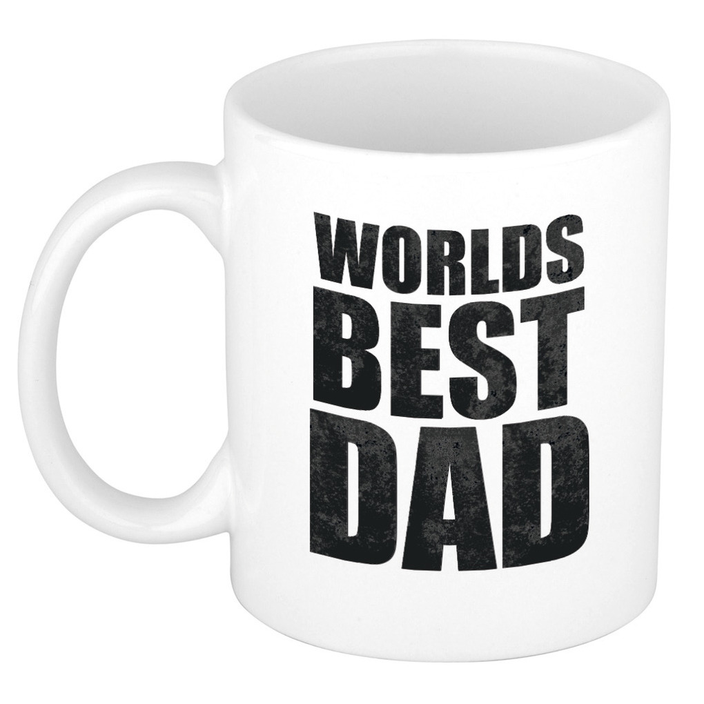 Worlds best dad mok / beker wit 300 ml - Cadeau mokken - Papa/ Vaderdag -