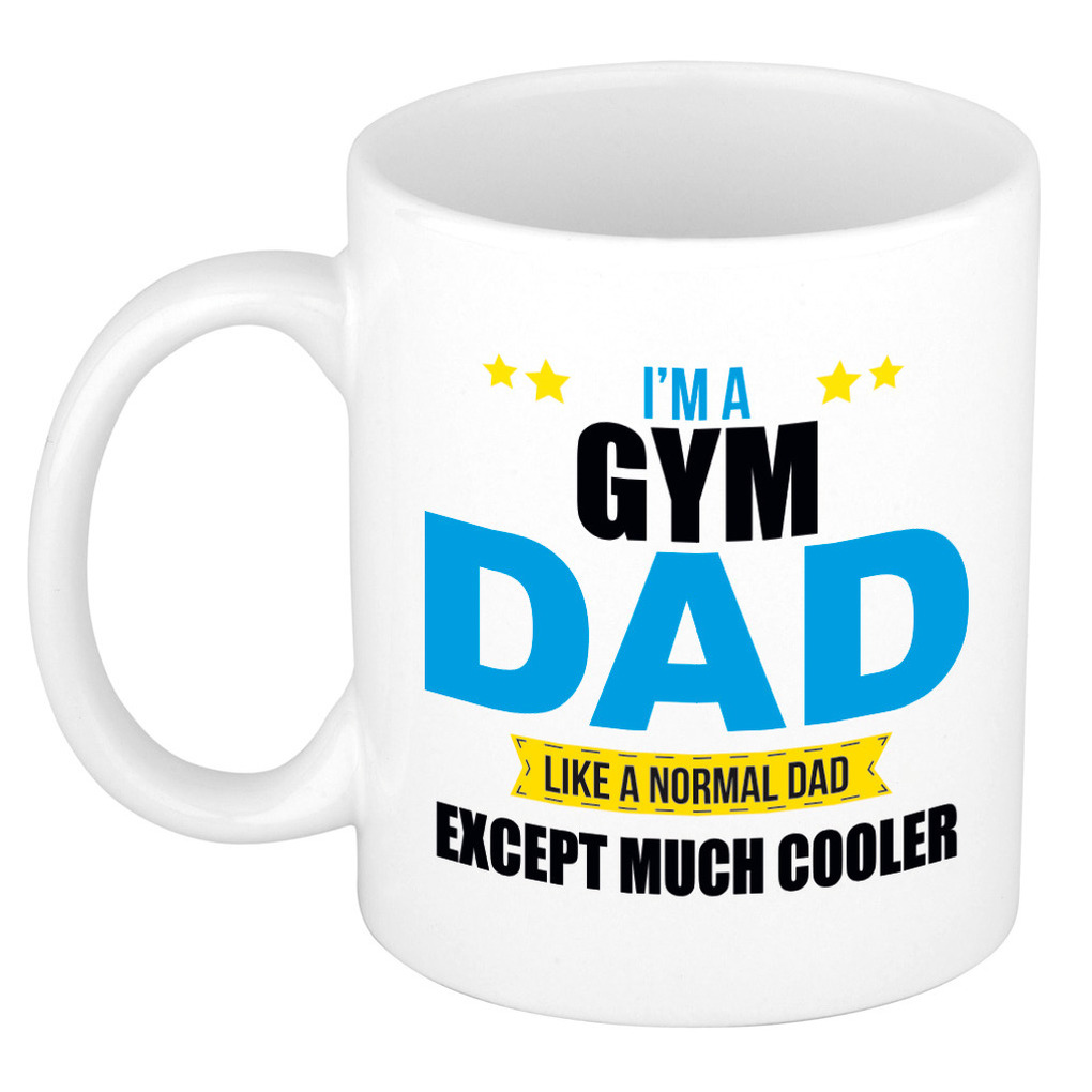 Gym dad mok / beker wit 300 ml - Cadeau mokken - Papa/ Vaderdag -